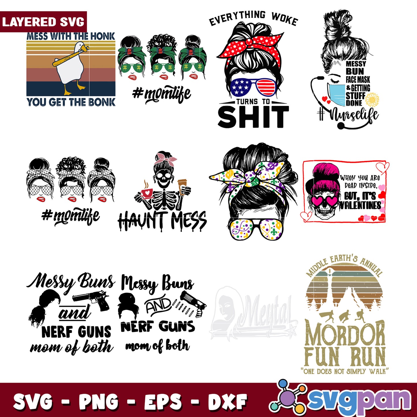 Messy Bun SVG Bundle Mom Life Designs