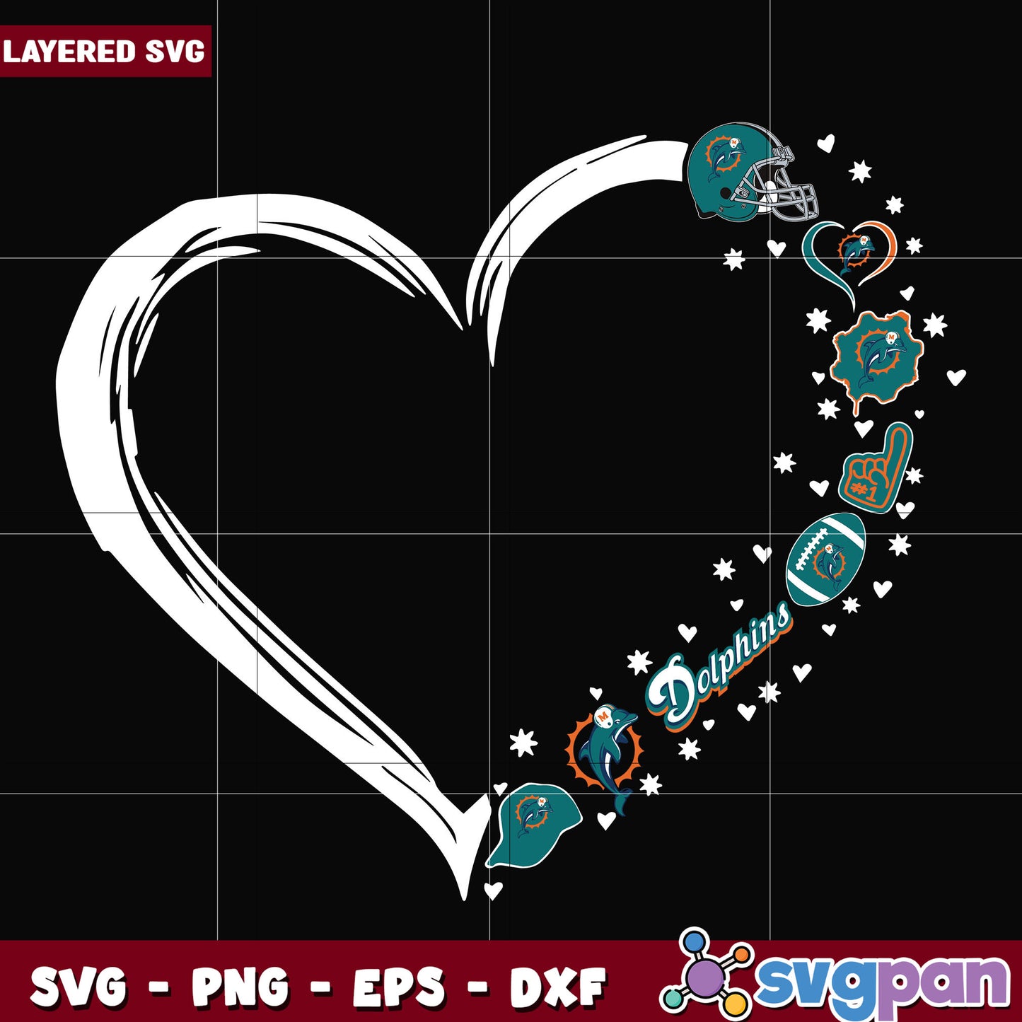 Miami Dolphins heart svg, nfl rankings svg, nfl dolphins svg