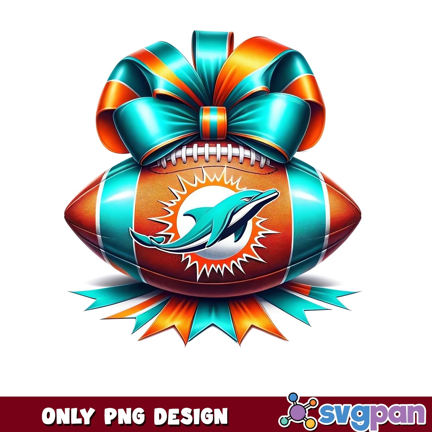 Miami Dolphins Football Bow PNG, NFL Team PNG, Sports PNG