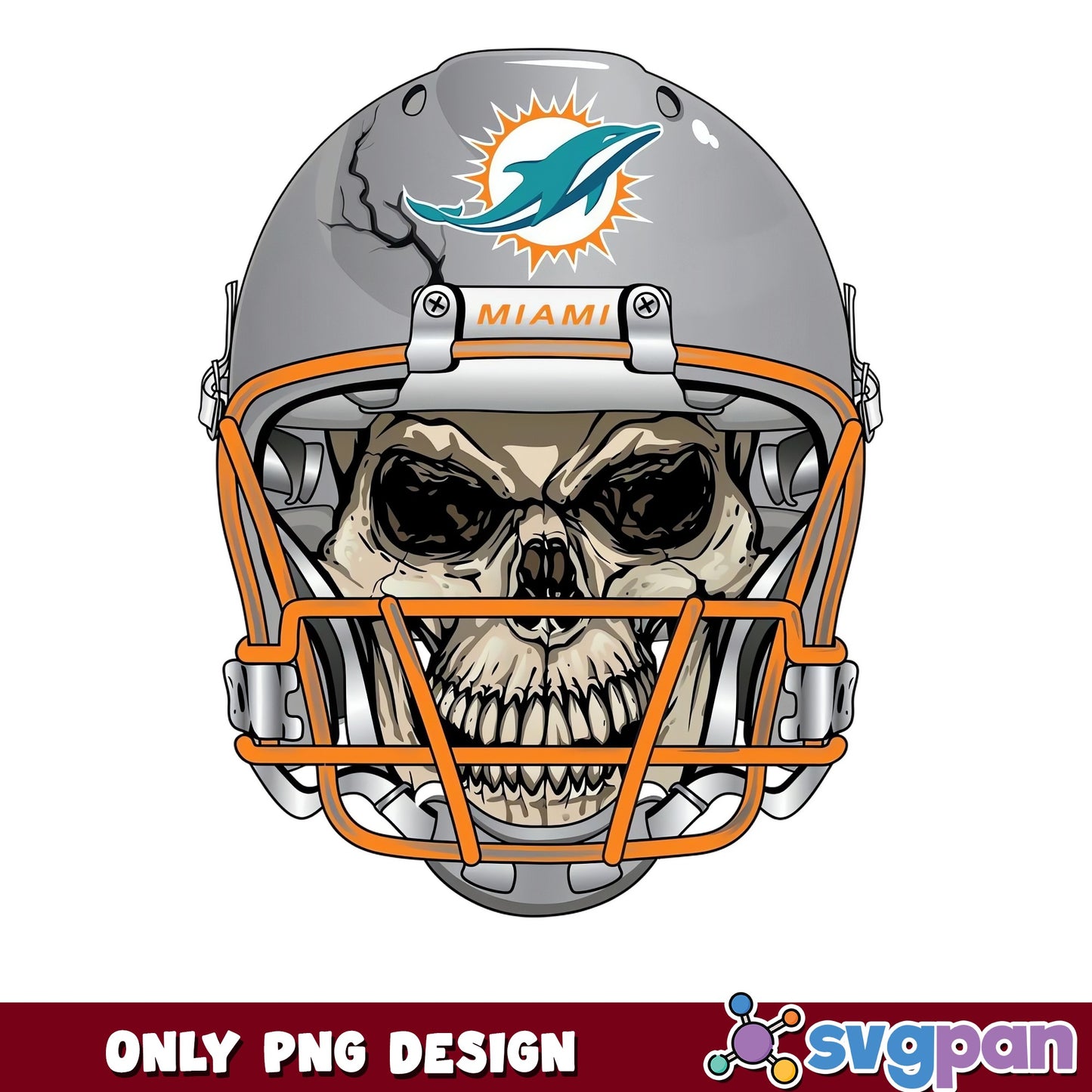 Miami Dolphins Skull Helmet PNG, NFL Football PNG, Miami PNG