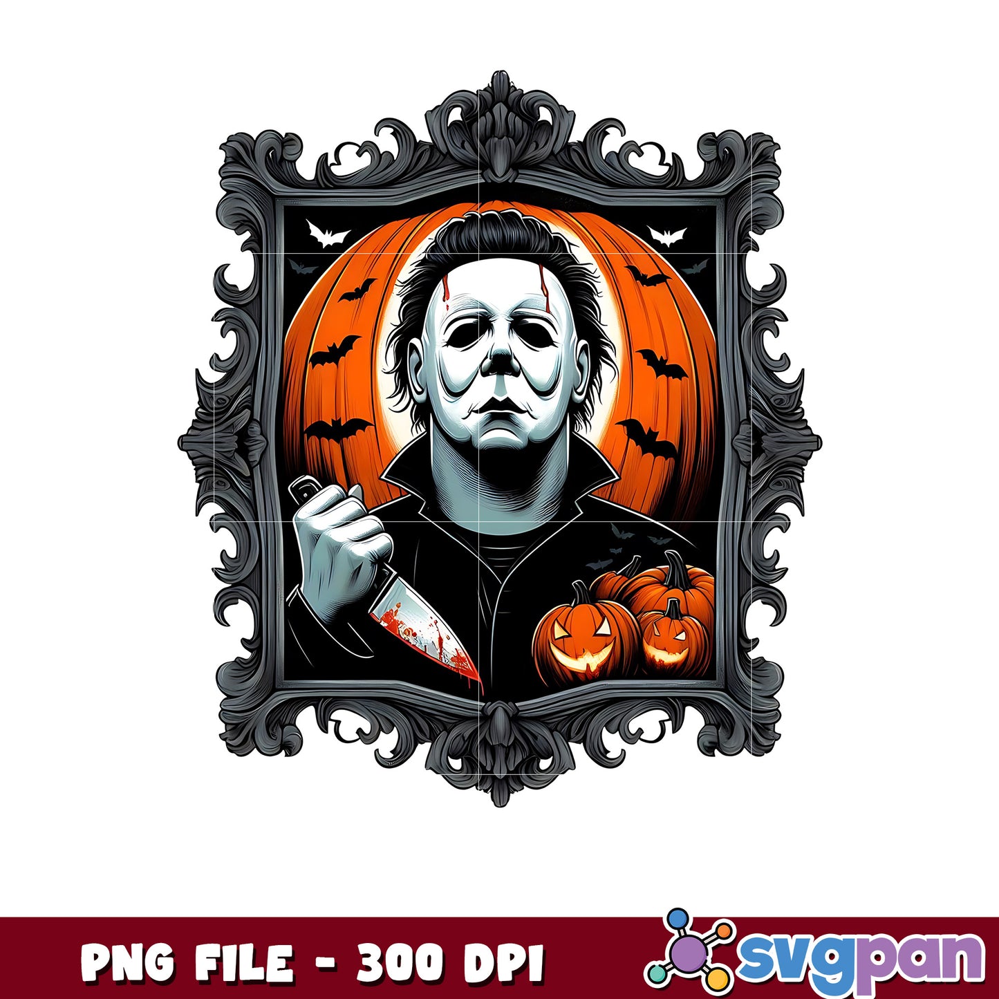 Michae, myers picture frame png, spooky halloween png, halloween candy png