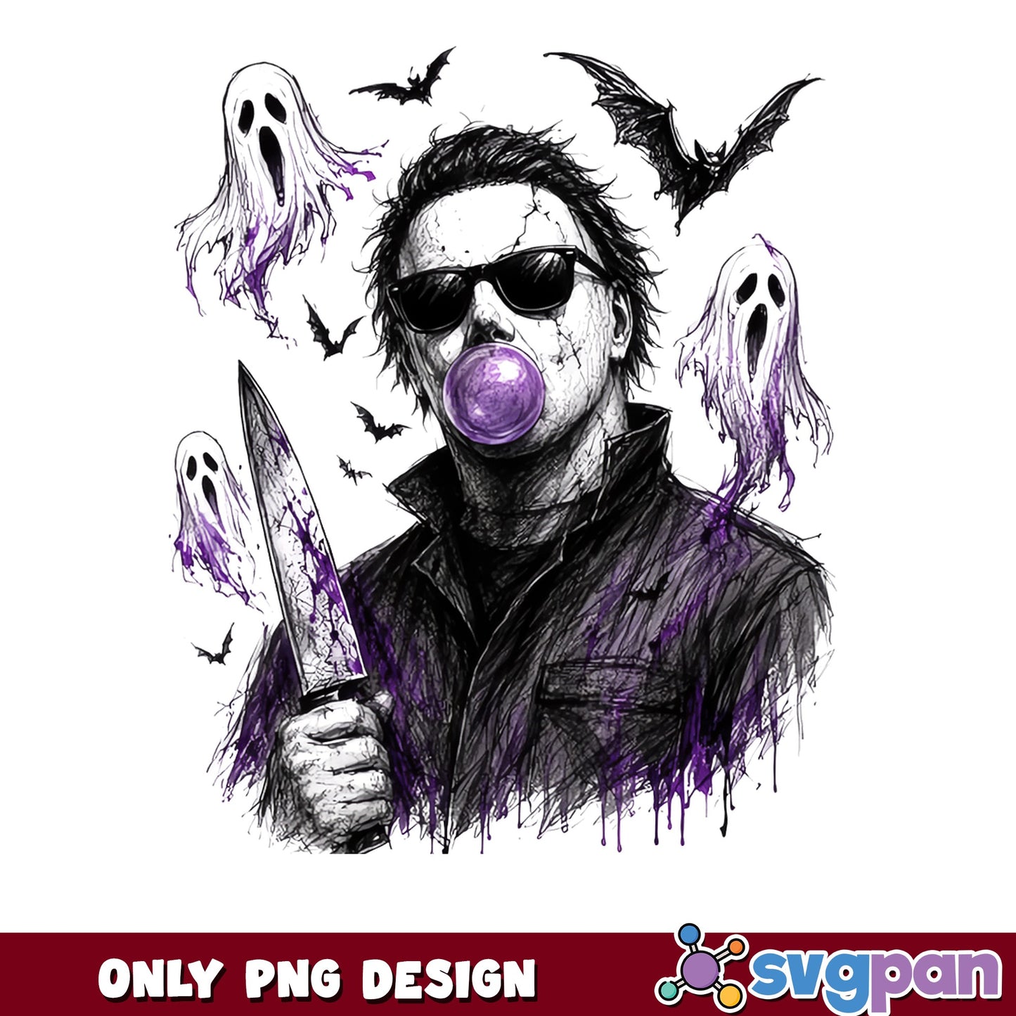 Michael Myers Bubble Gum Halloween PNG, Horror PNG, Spooky PNG