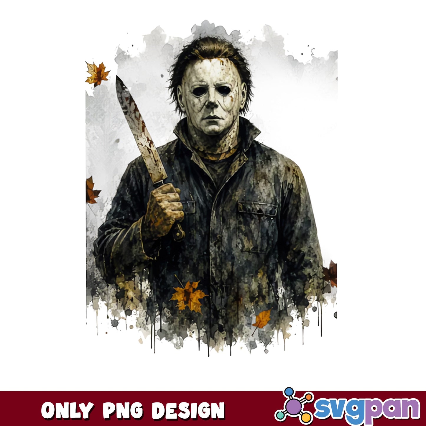 Michael Myers Halloween Watercolor PNG, Horror PNG, Halloween PNG