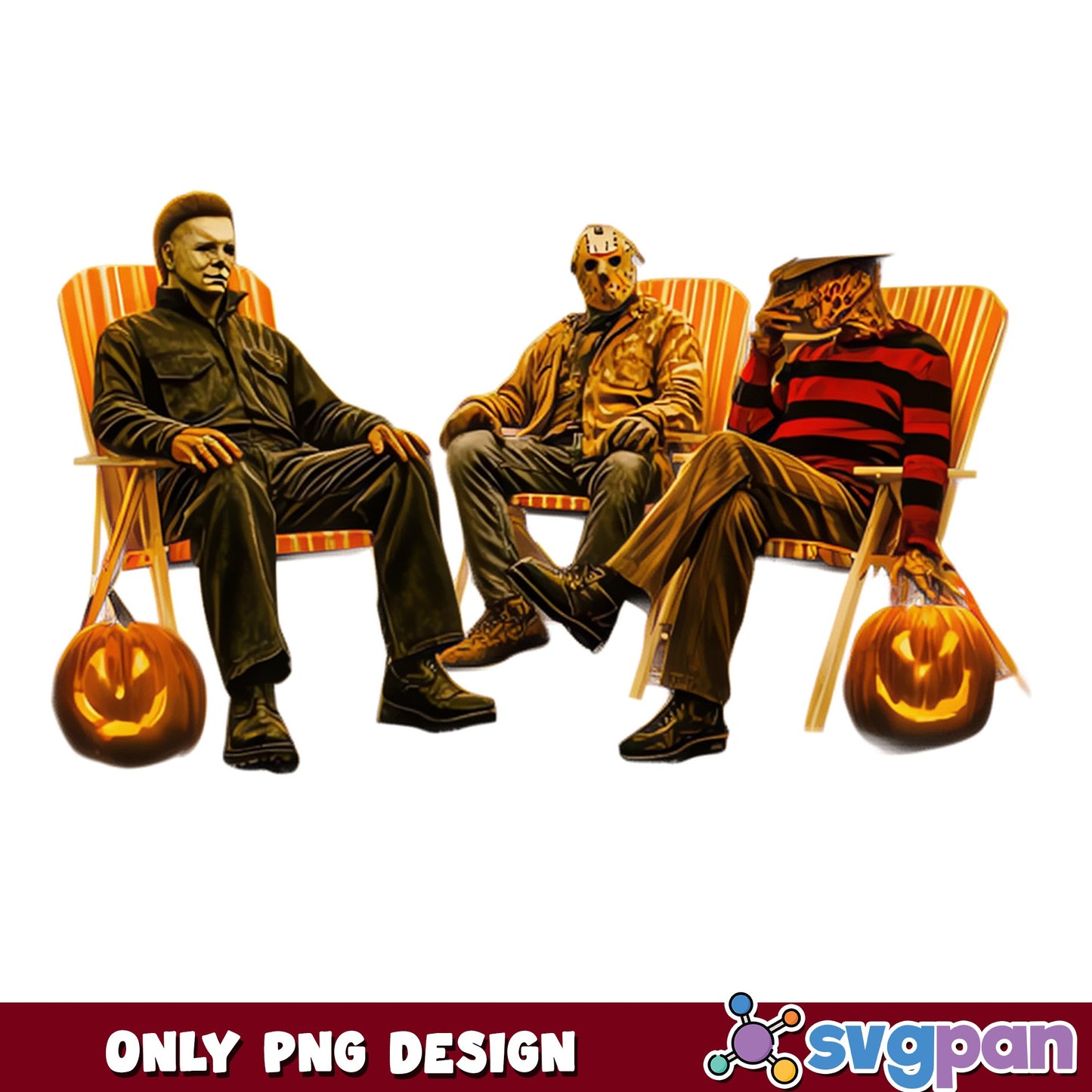 Michael Myers Jason Freddy Horror Squad PNG, Halloween PNG, Horror Movie PNG
