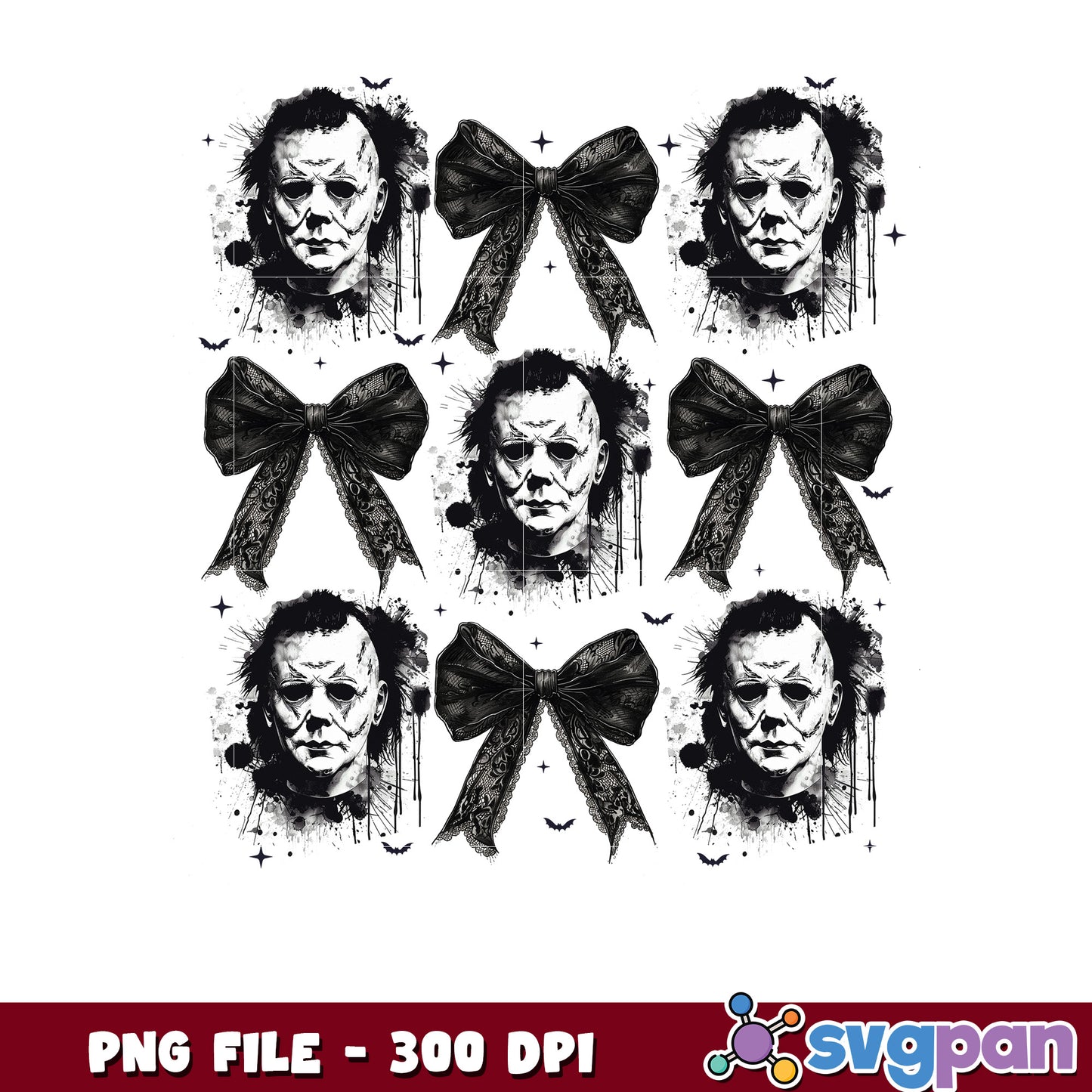 Michael balck bowtie png, halloween time png, horror characters png