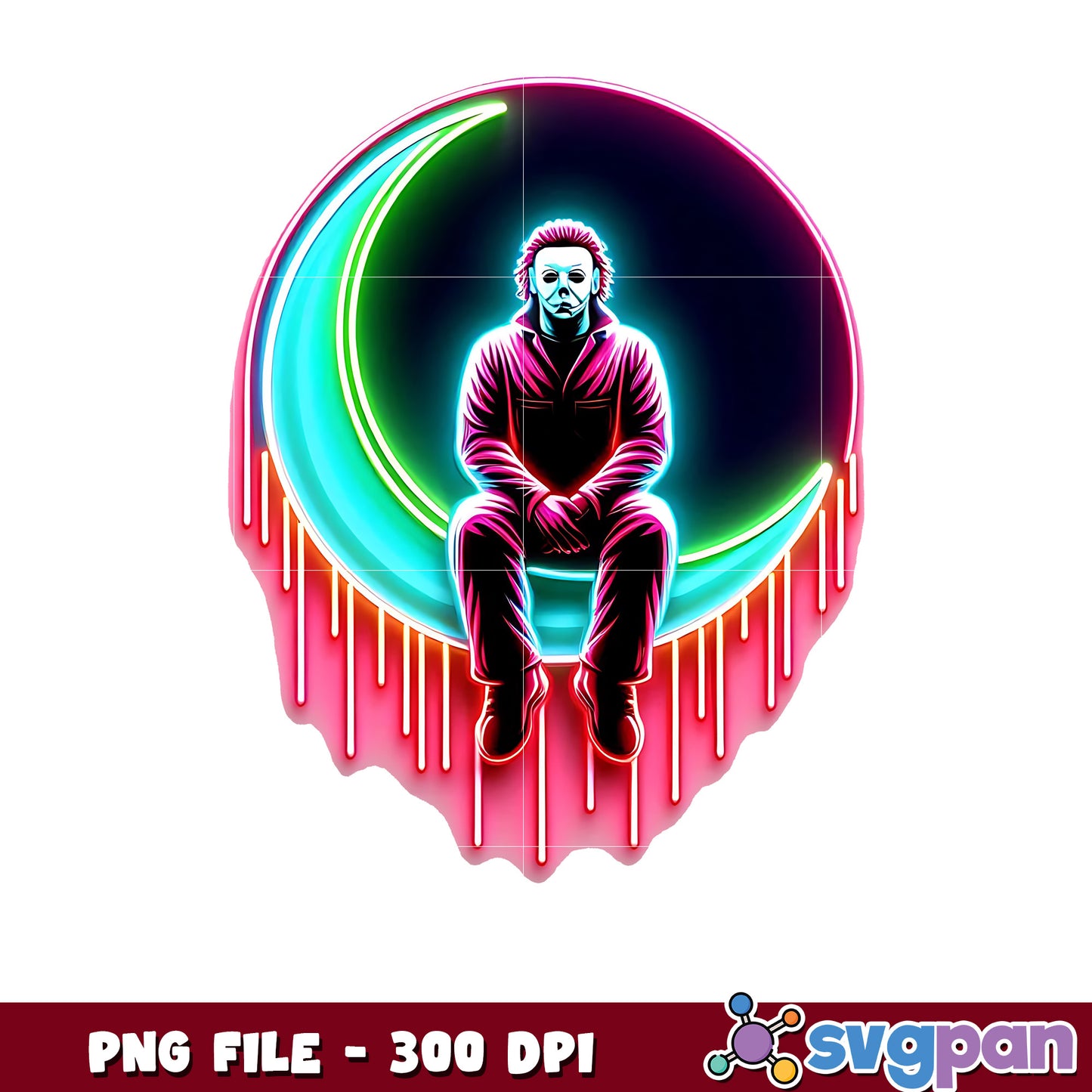 Michael myers in the moon png, halloween design png, halloween pumpkin png