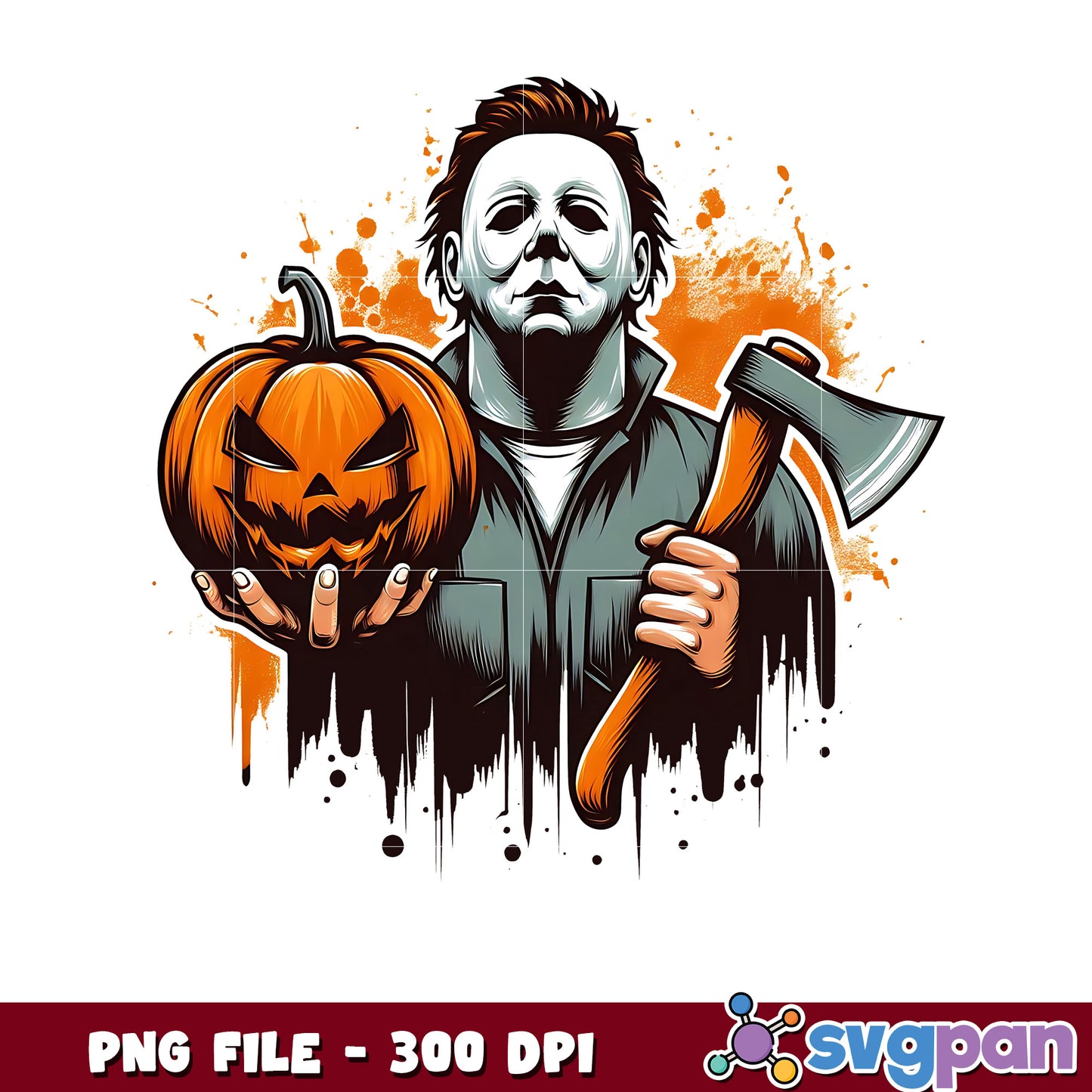 Michael myers pumpkin png, trick or treat png, halloween holiday png