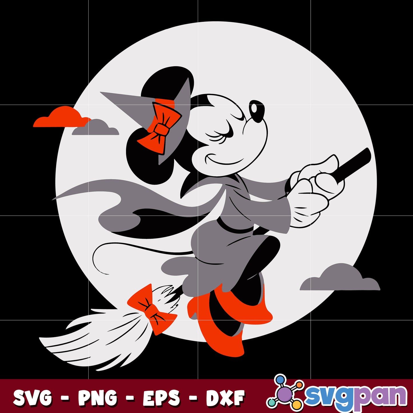 Mickey Flying Witch svg