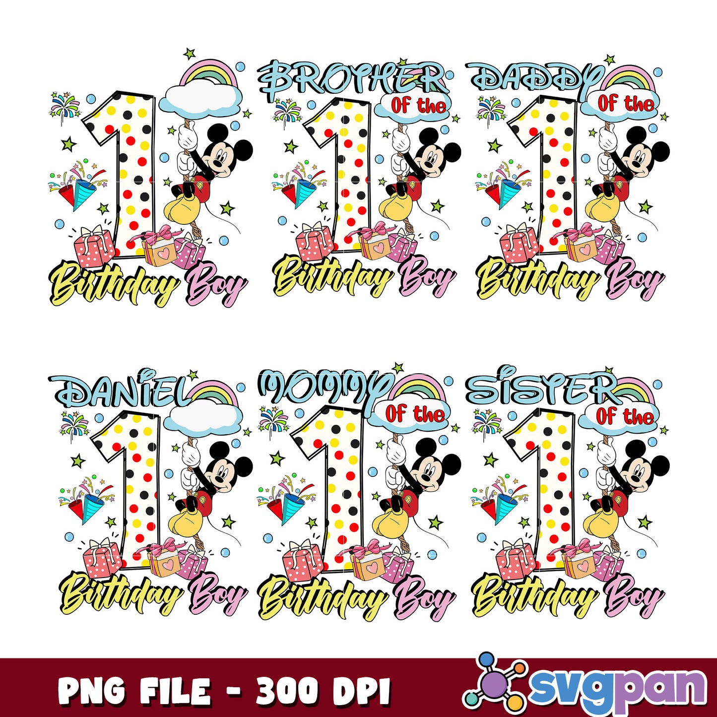 Mickey Mouse 1st Birthday Boy PNG Bundle