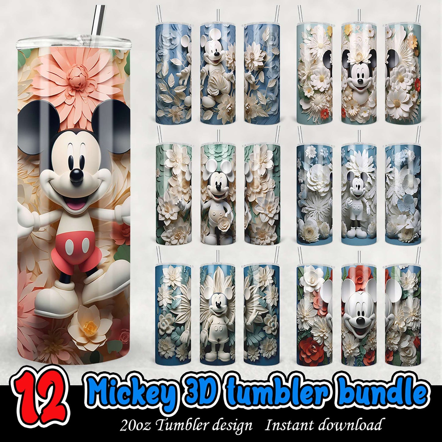 Mickey Mouse 3D Tumbler Bundle PNG
