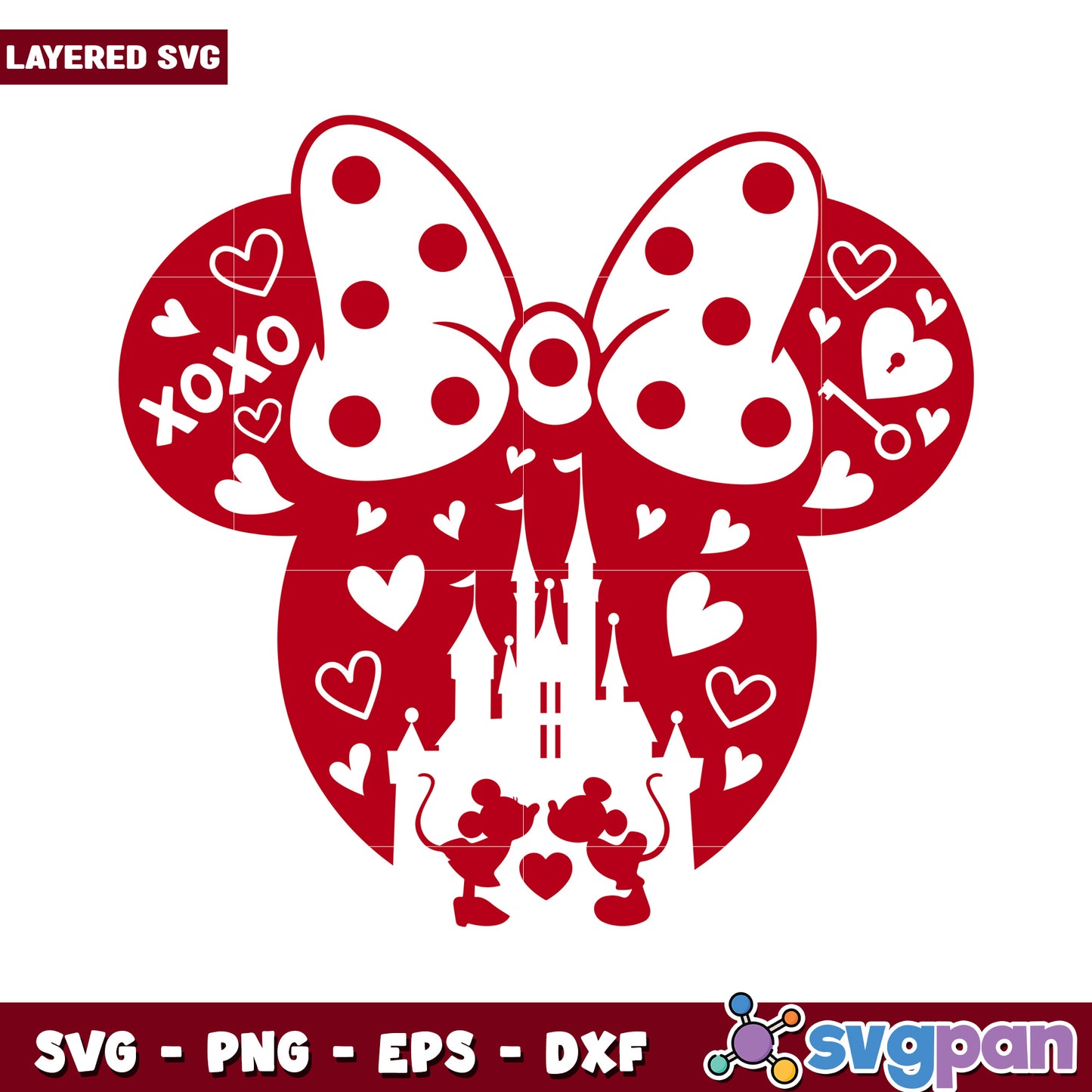 Mickey Mouse Hearts SVG Design for Crafts, Perfect for Valentine Gifts