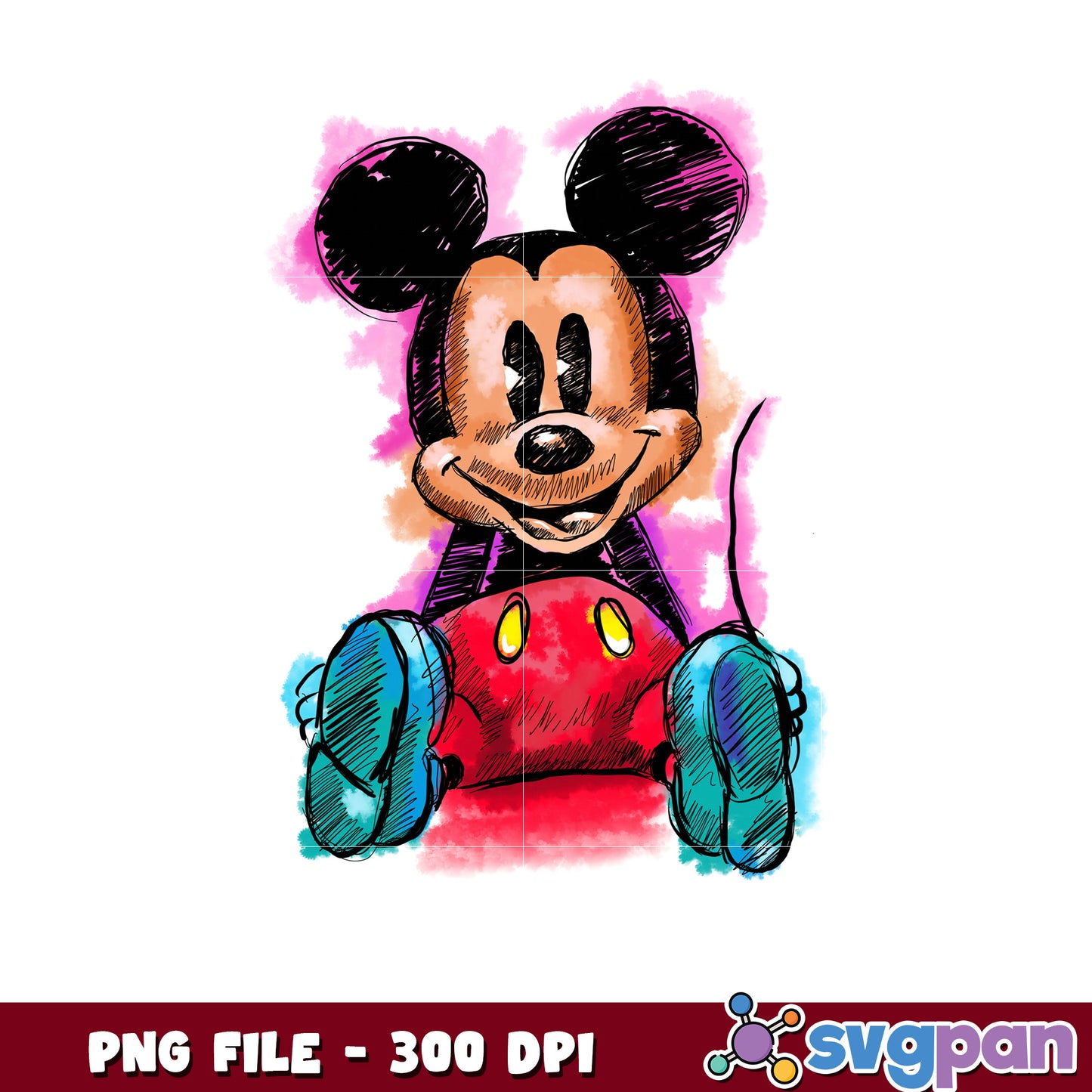 Mickey Mouse PNG Watercolor Sketch
