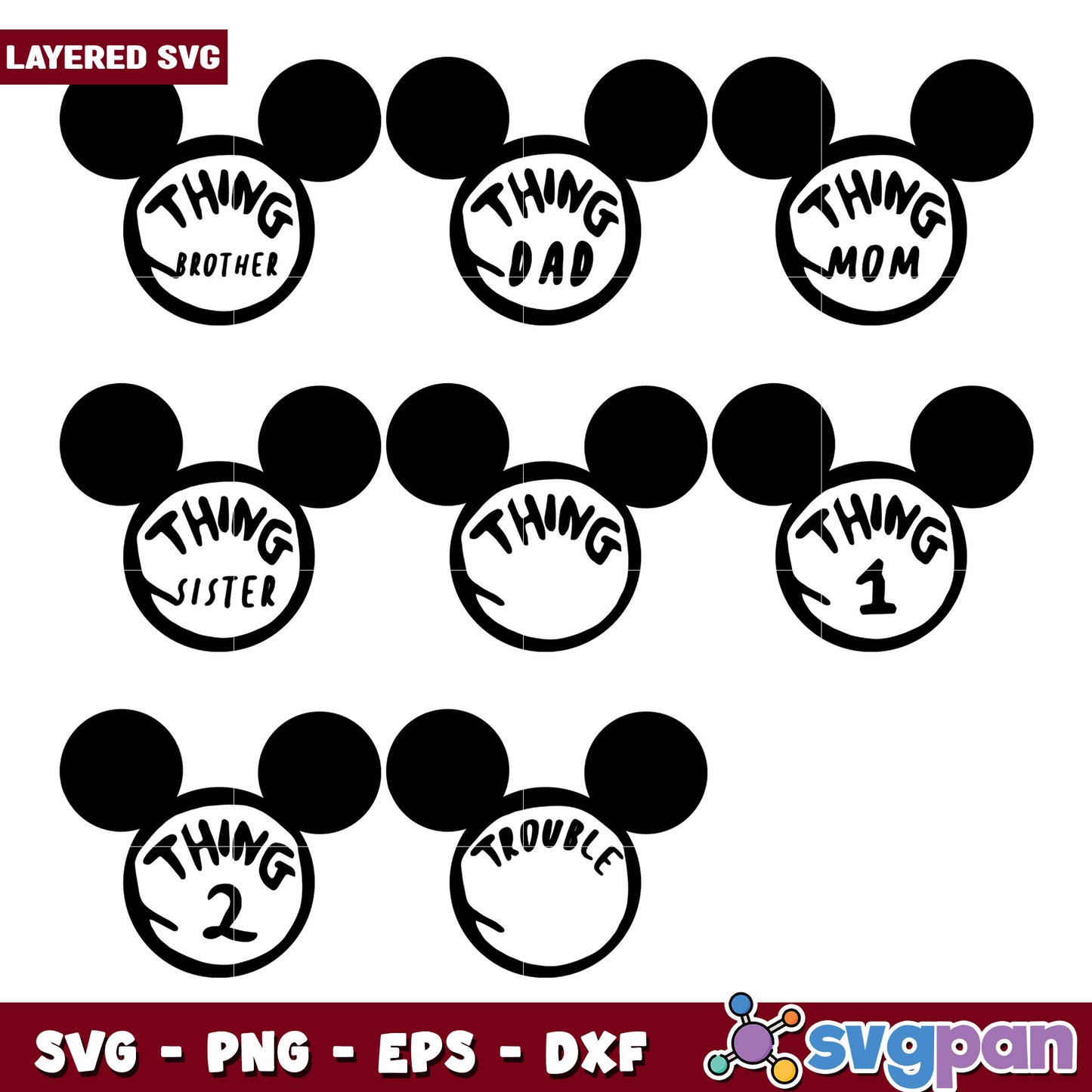 Mickey Mouse Thing Family SVG Bundle