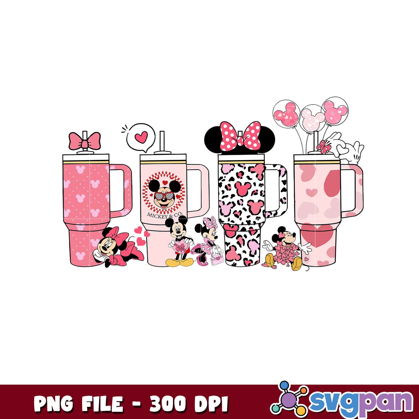 Mickey Mouse cups for kids, cute pink design collection