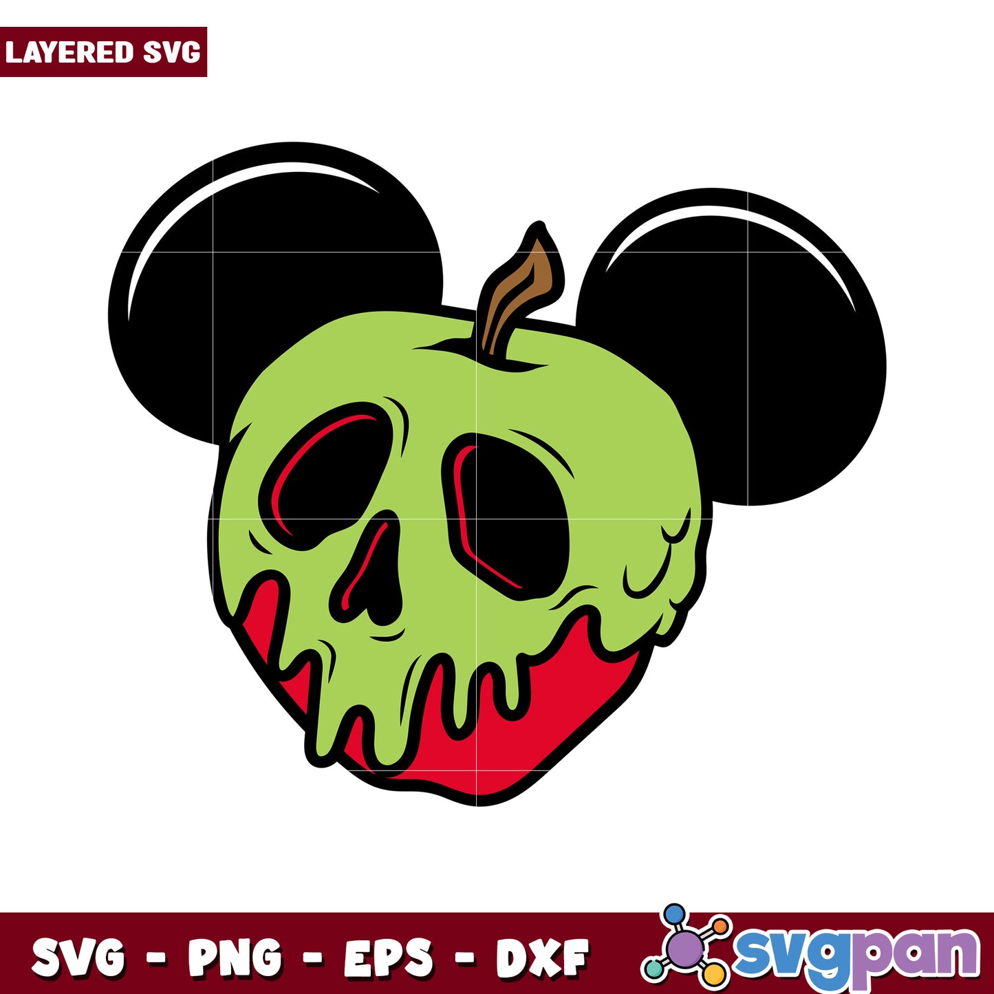 Mickey Mouse themed apple design, perfect for Halloween crafts