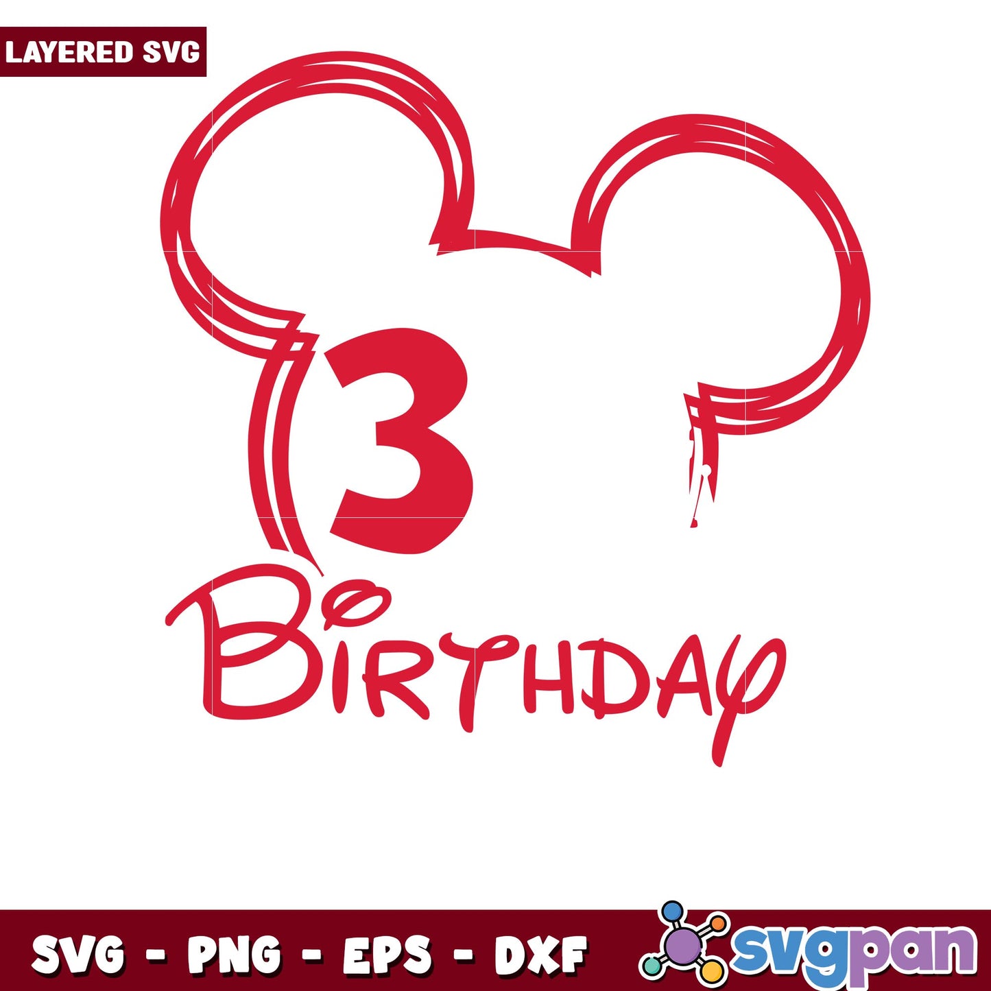 Mickey 3rd Birthday Crew white svg, Disney characters svg, digital download