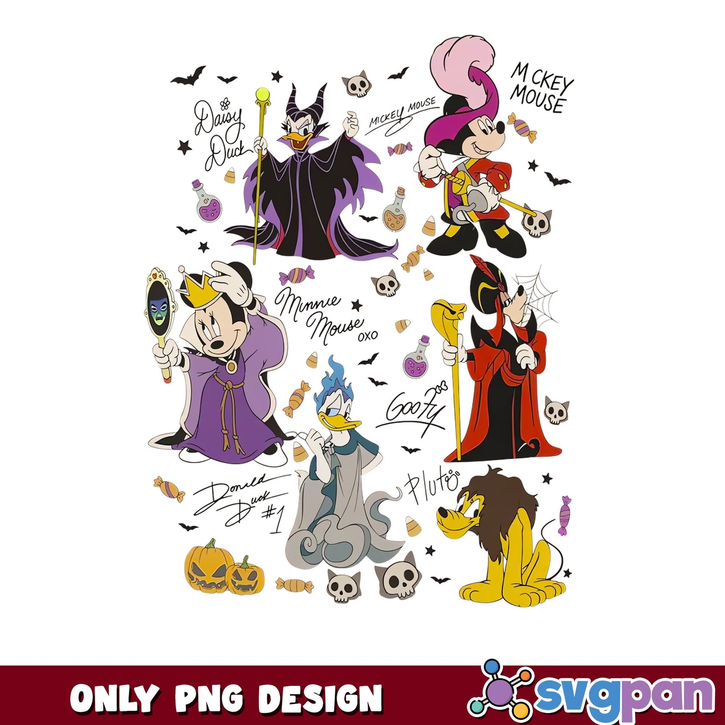 Mickey And Friends Disney Villains Halloween PNG, Jafar Goofy, Spooky