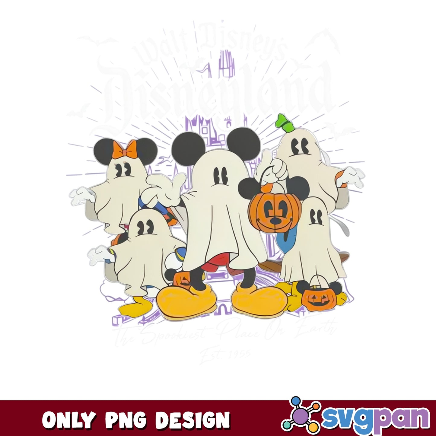 Mickey And Friends Halloween Ghost PNG, Disney Halloween PNG