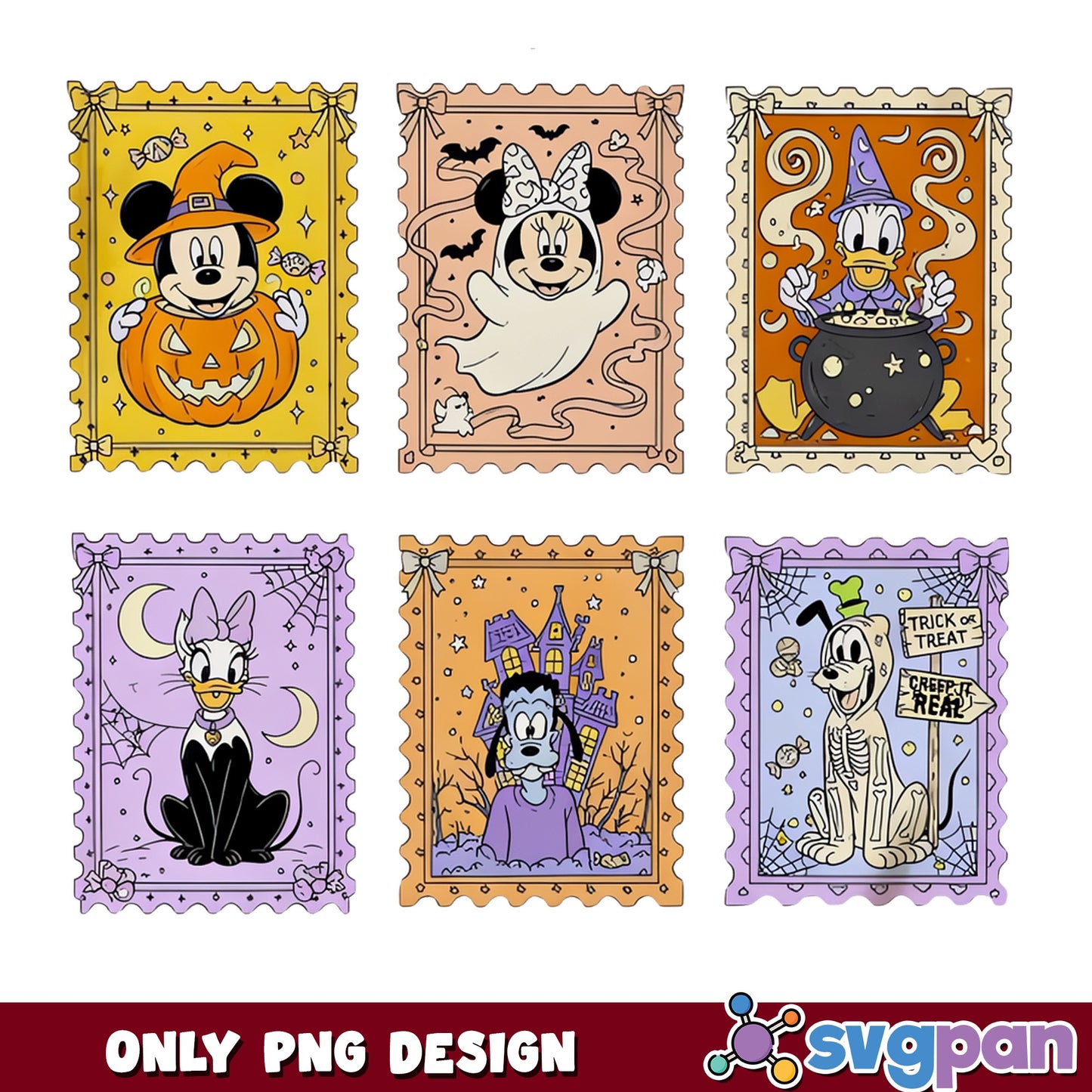 Mickey And Friends Halloween Stamp PNG, Disney Halloween PNG