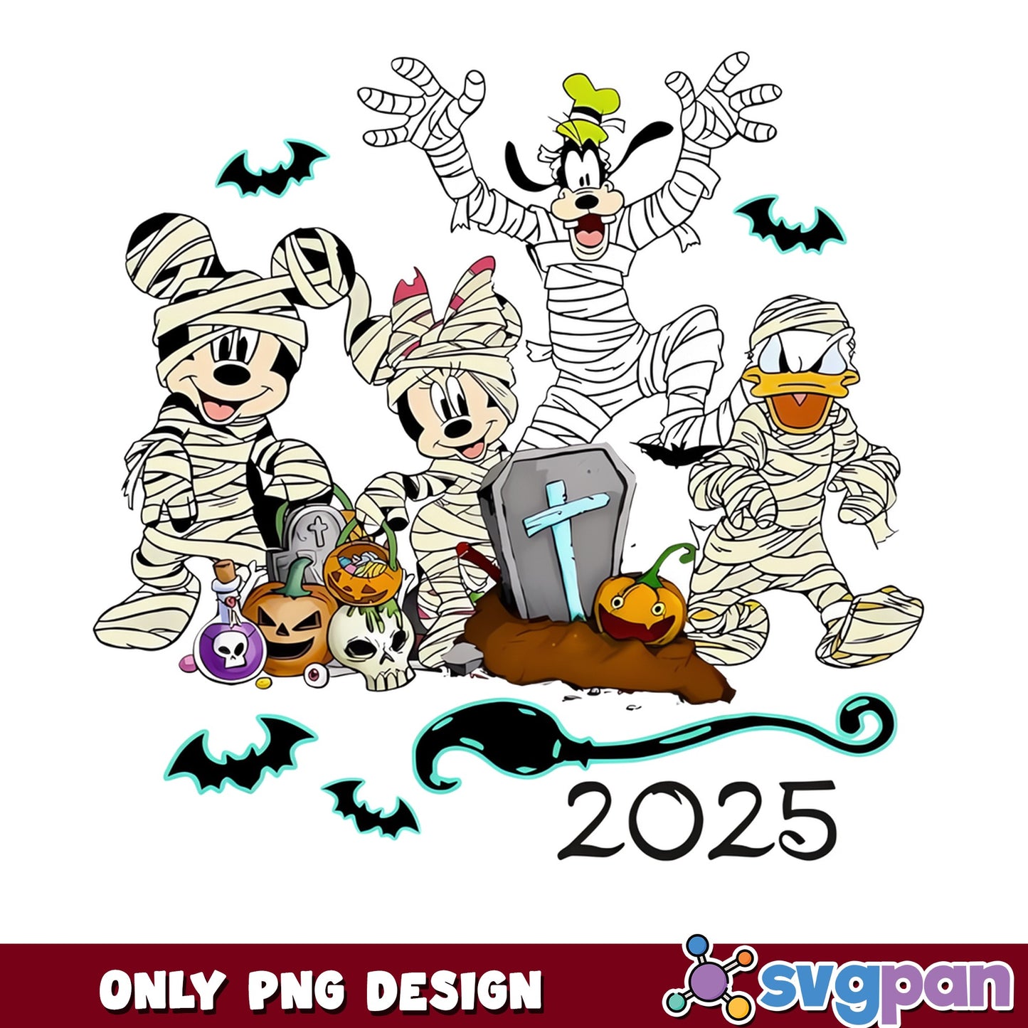 Mickey And Friends Mummy Halloween 2025 PNG, Disney Halloween PNG, Spooky PNG