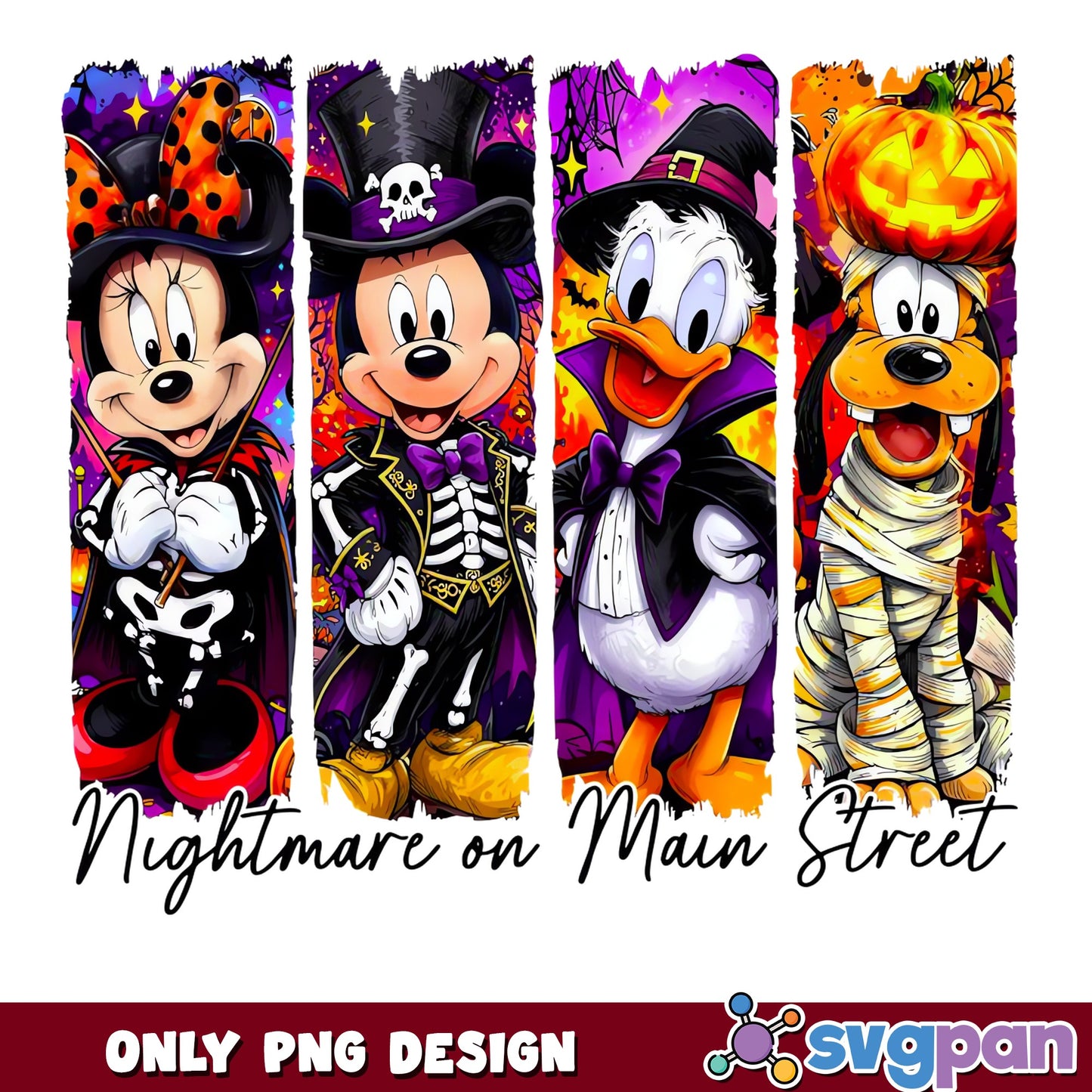 Mickey And Friends Nightmare On Main Street PNG, Halloween Disney