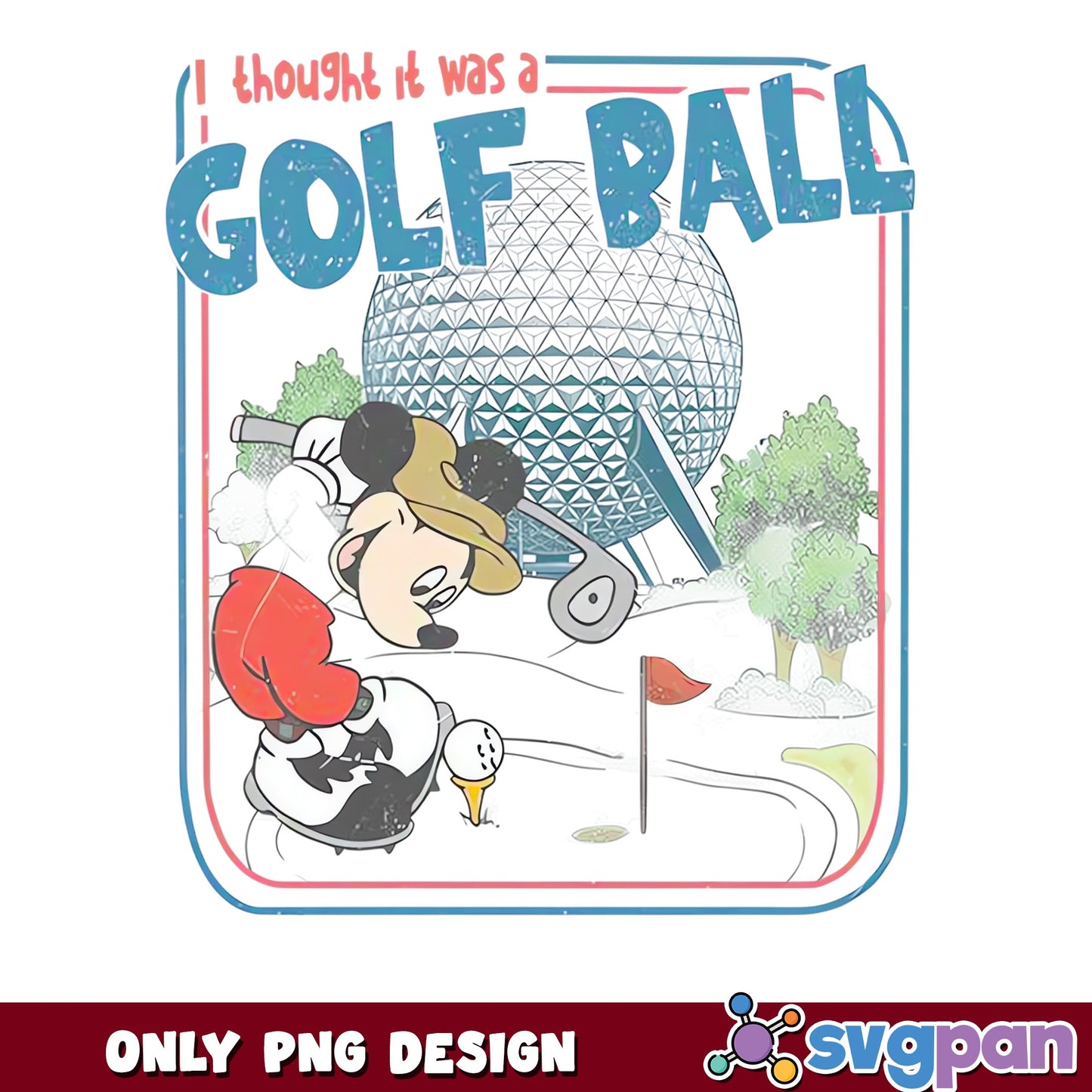 Mickey Golfer Epcot Funny PNG, Disney Trip PNG, Mickey Mouse PNG