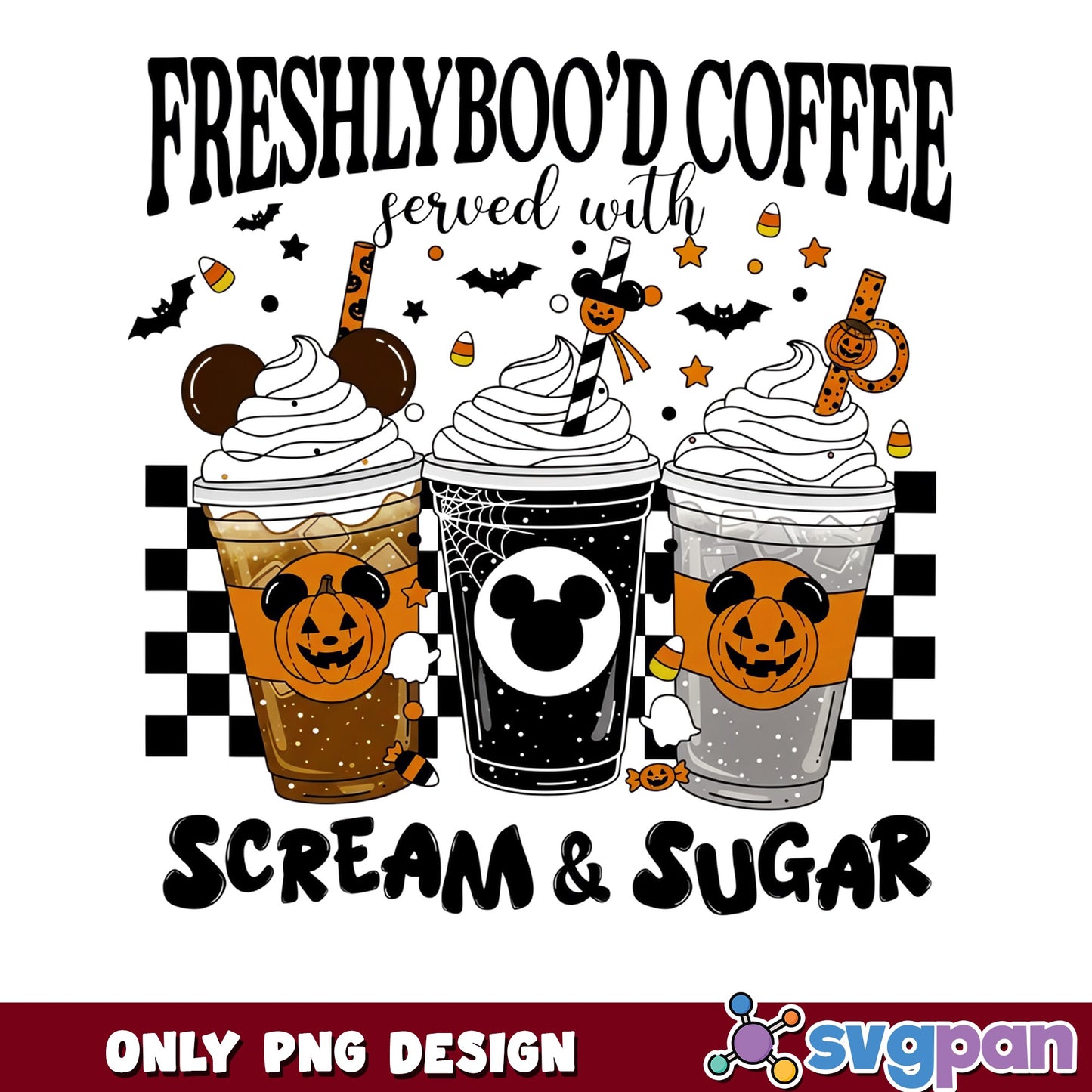 Mickey Halloween Coffee PNG, Freshlybood Coffee PNG, Disney Halloween PNG
