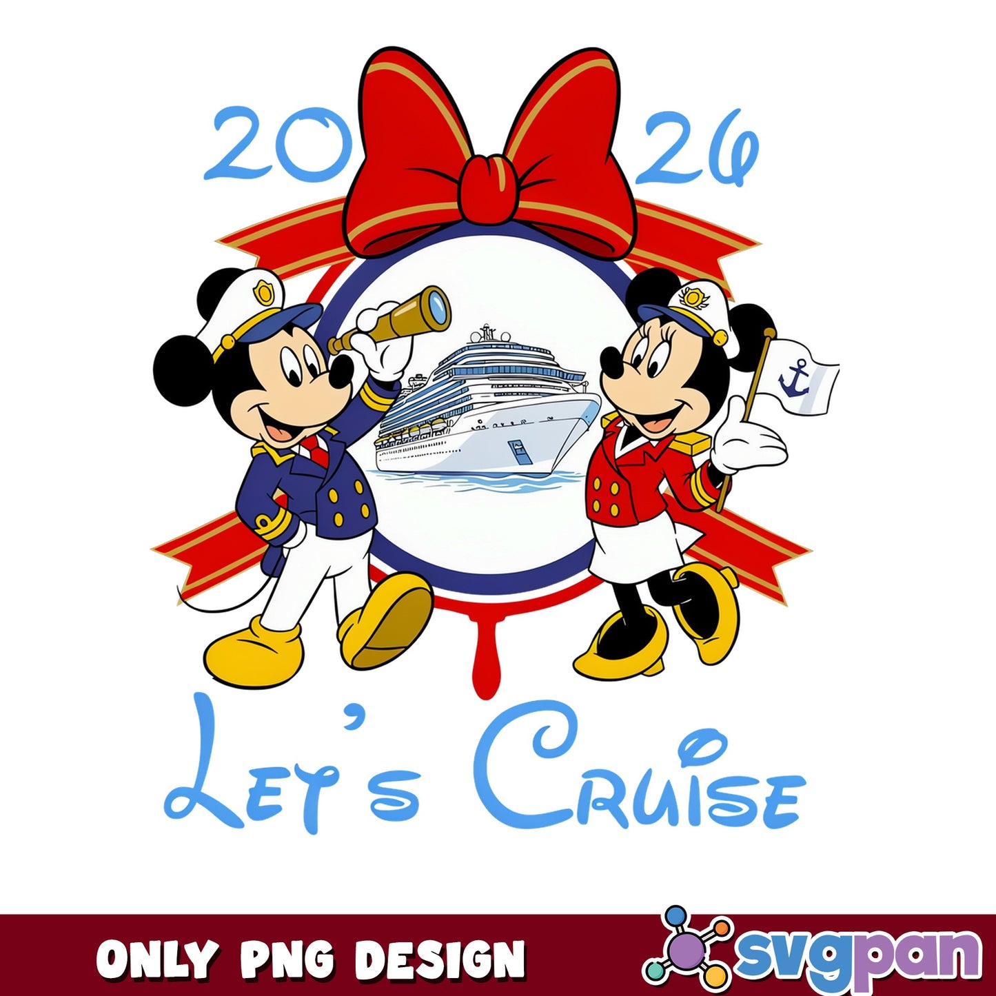Mickey Minnie Disney Cruise 2026 PNG, Lets Cruise PNG, Disney Trip PNG