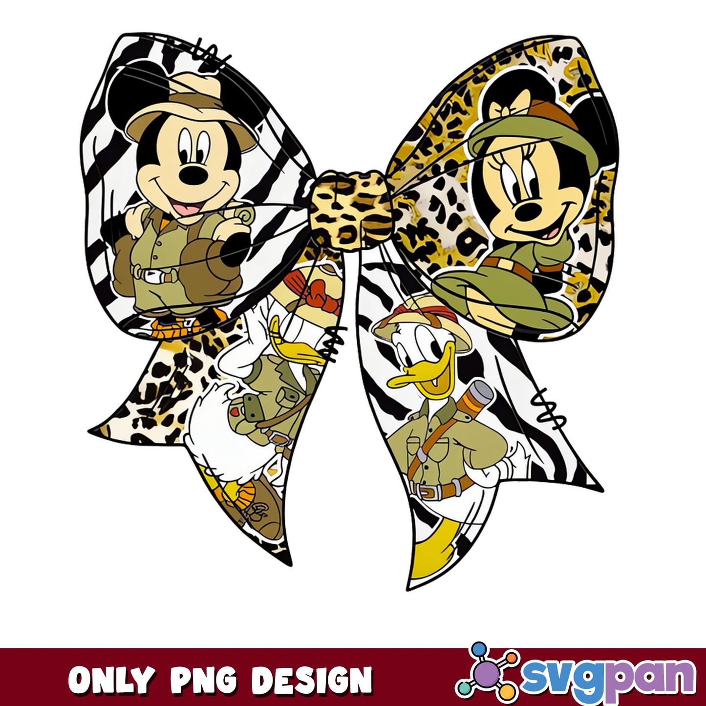 Mickey Minnie Safari Bow PNG, Disney Animal Kingdom PNG, Donald Duck PNG