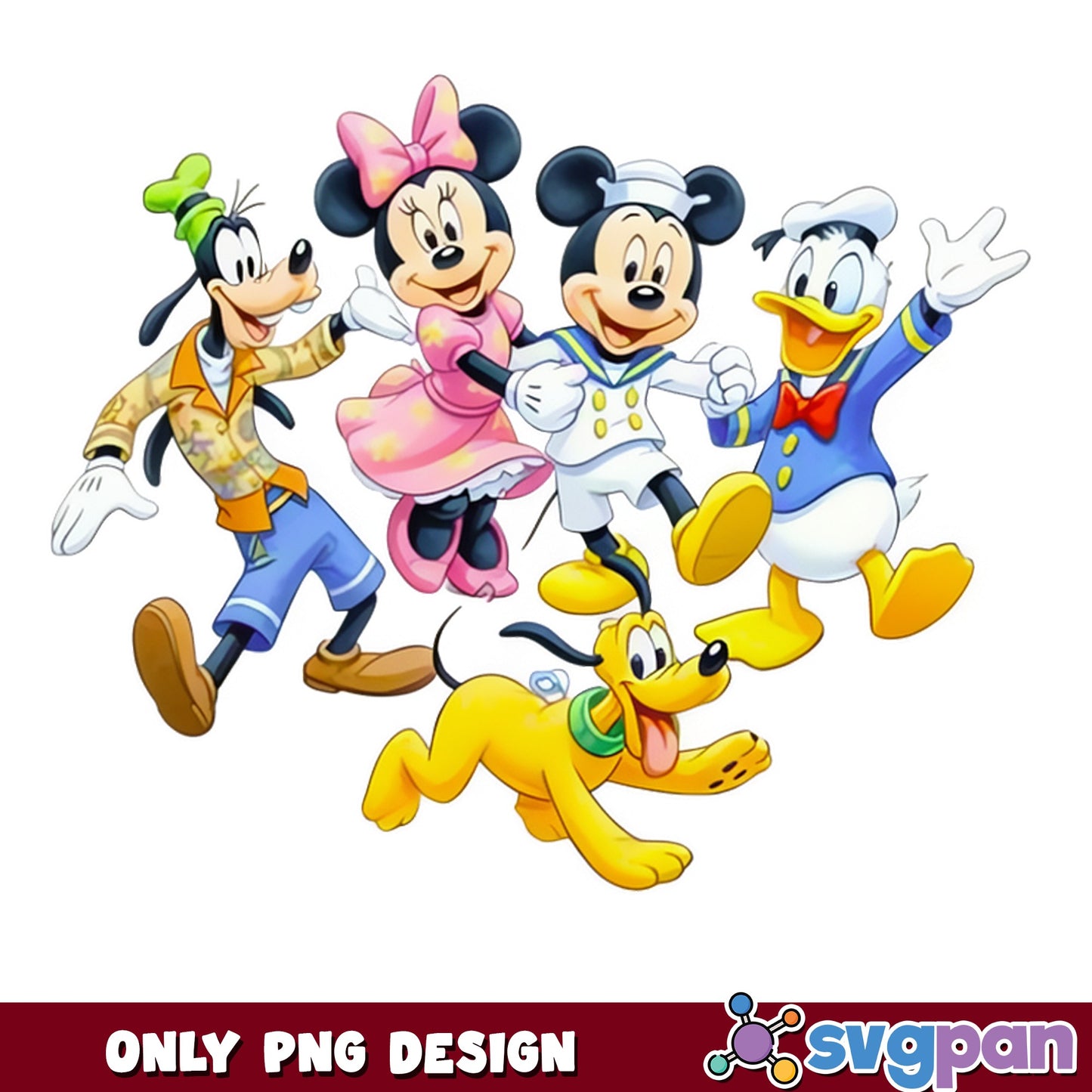 Mickey Mouse And Friends PNG, Disney Characters PNG, Minnie Donald Goofy PNG