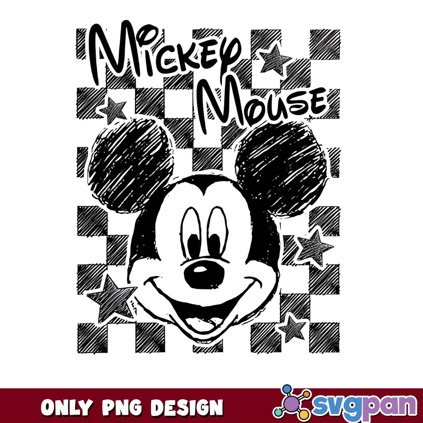 Mickey Mouse Checkered Retro PNG, Disney Mickey PNG, Vintage Mickey PNG