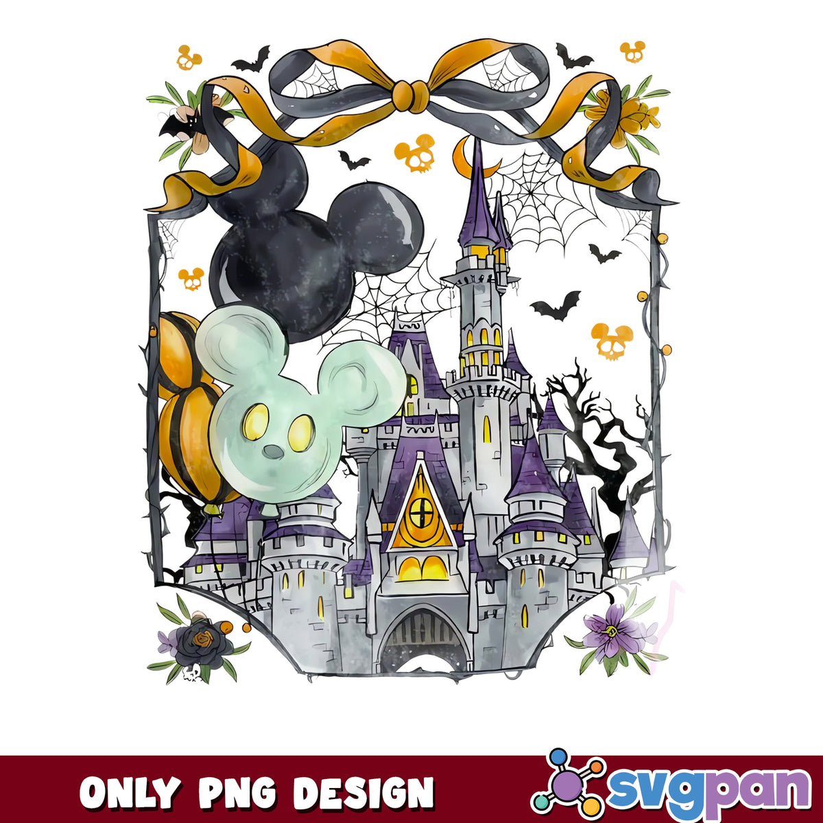 Mickey Mouse Halloween Castle PNG, Disney Halloween PNG, Spooky Castle PNG