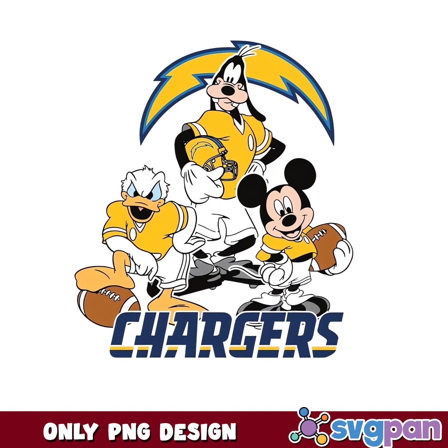 Mickey Mouse Los Angeles Chargers PNG, Disney NFL PNG