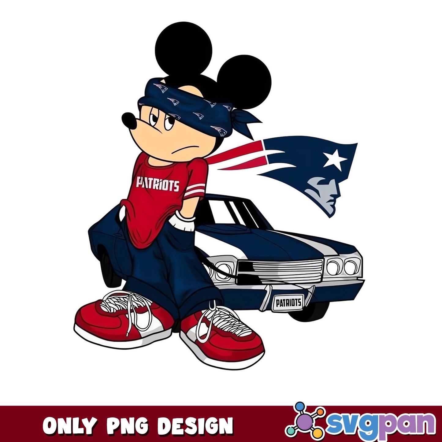 Mickey Mouse New England Patriots PNG, NFL Mickey PNG, Football PNG