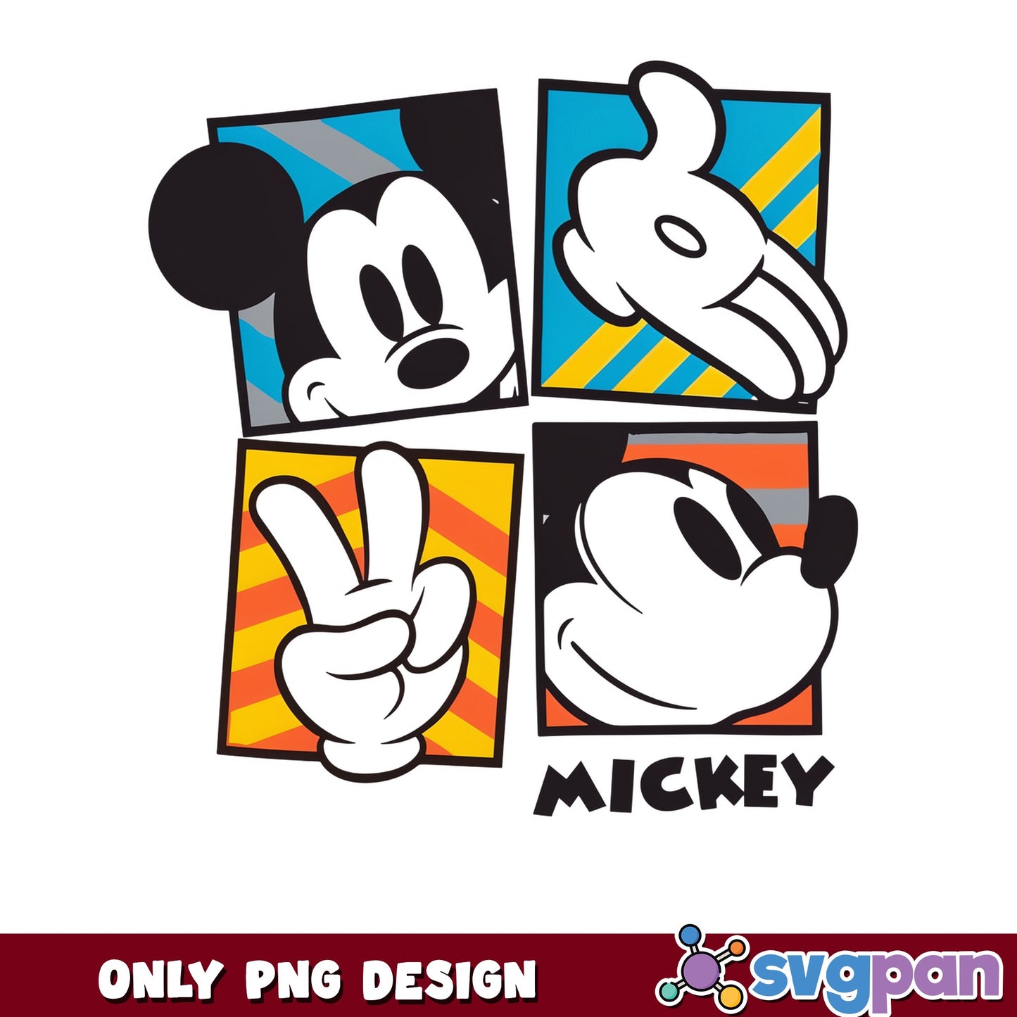 Mickey Mouse Panel Pop Art PNG, Disney Mickey PNG, Retro Mickey PNG