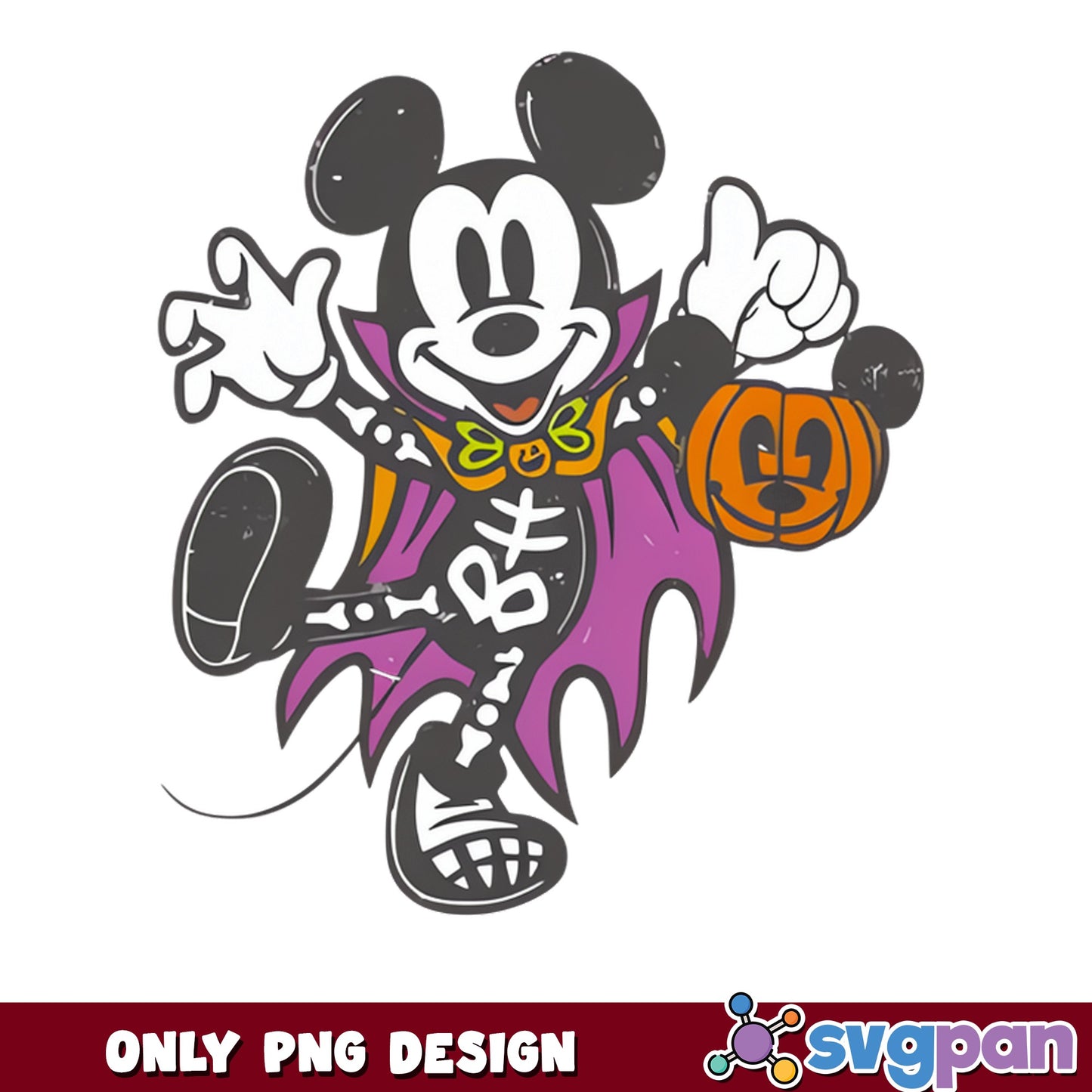 Mickey Skeleton Vampire Halloween PNG, Spooky Mickey Mouse PNG, Disney PNG