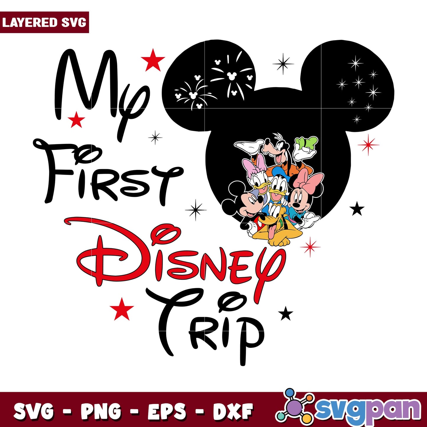 Mickey and friends My First Disney Trip svg, Disney characters svg, Digital Download