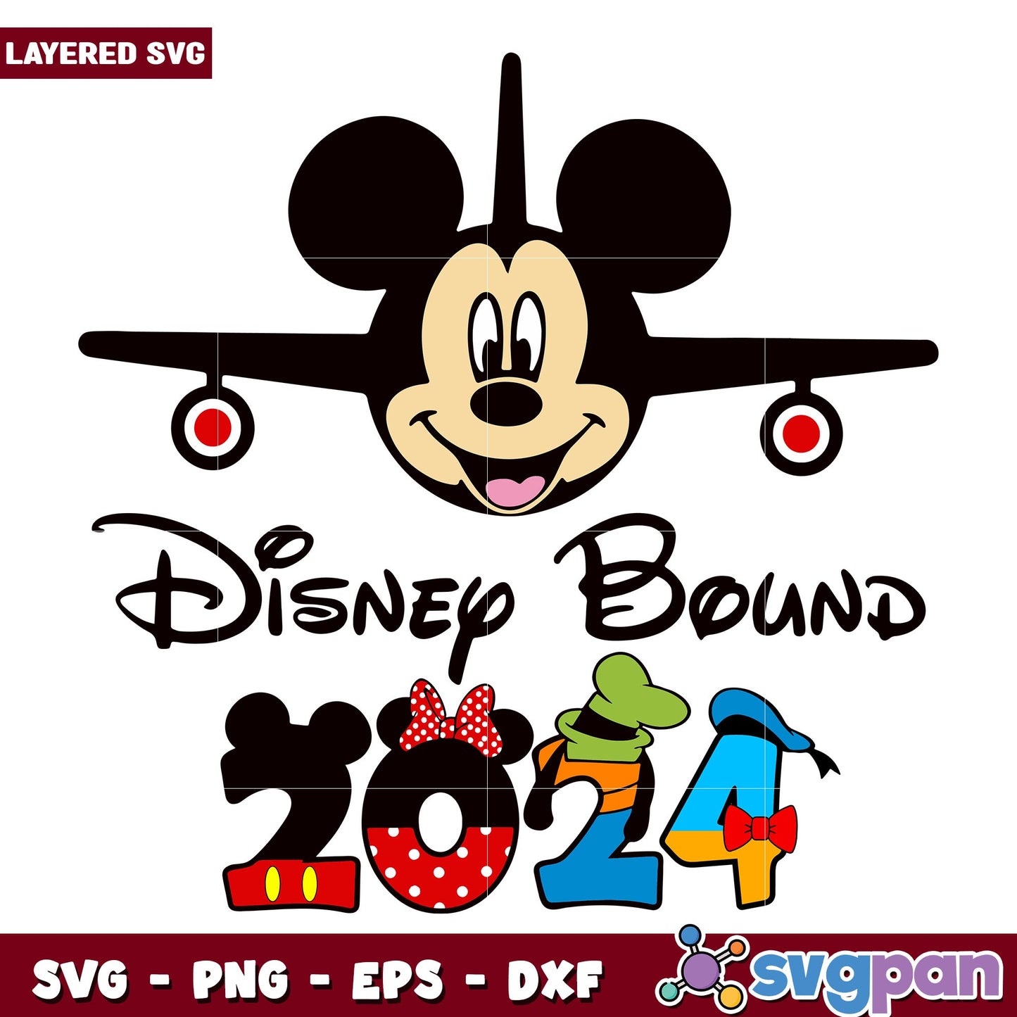 Mickey disney bound 2024 svg, Disney characters svg, Digital Download