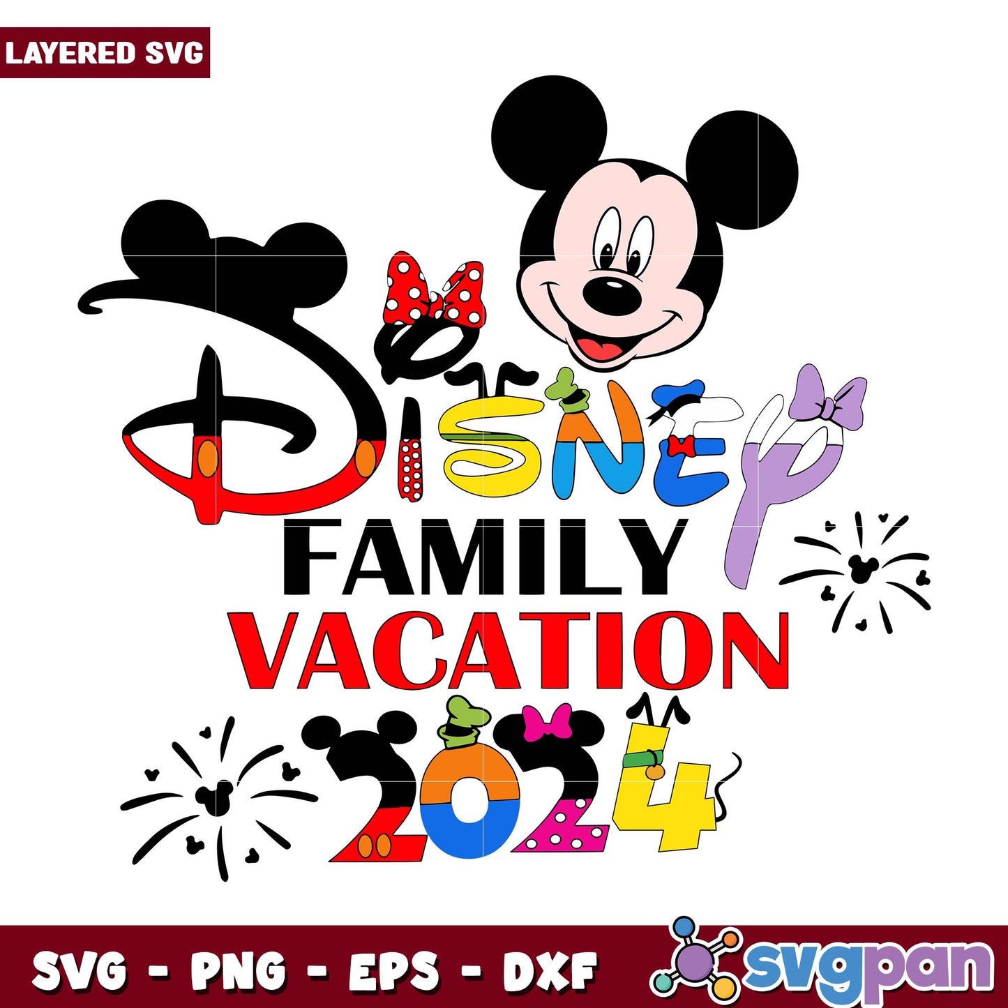 Mickey friends disney family vacation 2024 svg, Disney characters svg, Digital Download