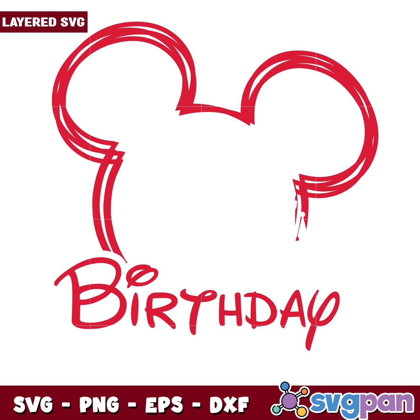 Mickey head birthday white svg, Disney characters svg, Digital Download