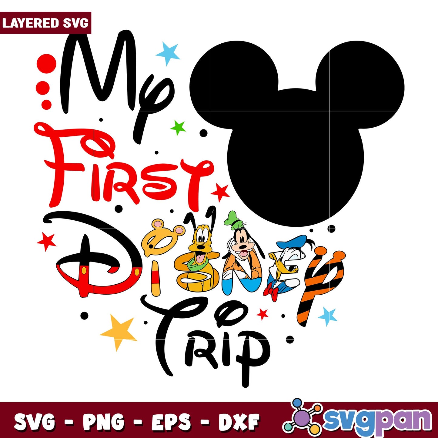 Mickey head my first disney trip svg, Disney characters svg, Digital Download