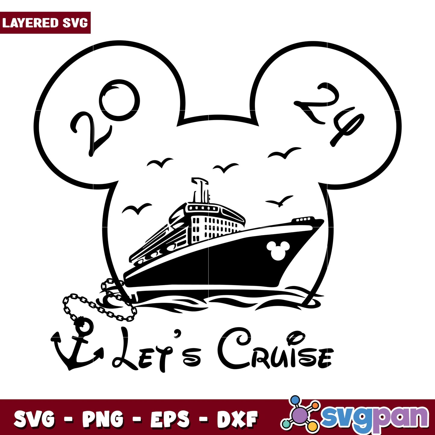 Mickey let's cruise 2024 svg, Disney characters svg, Digital Download