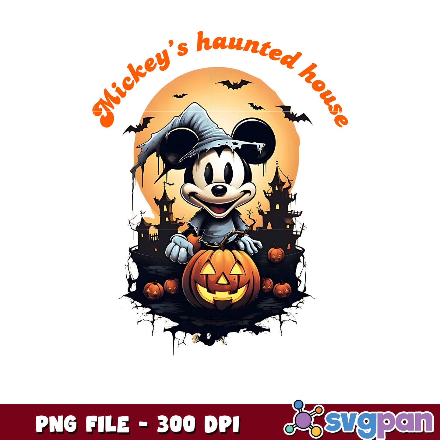 Mickey's haunted house png, spooky halloween png, happy halloween png