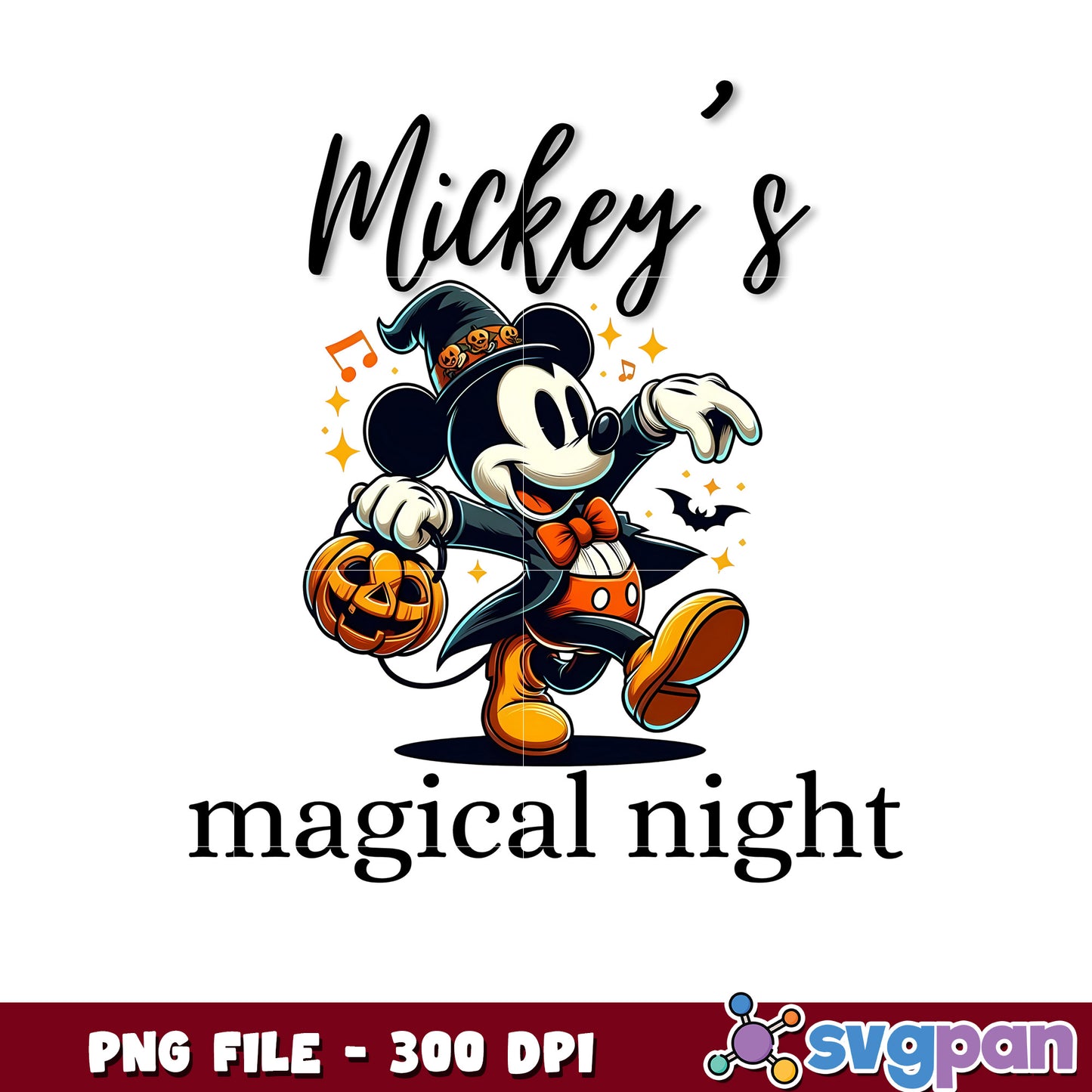 Mickey's magical night png, spooky halloween png, happy halloween png