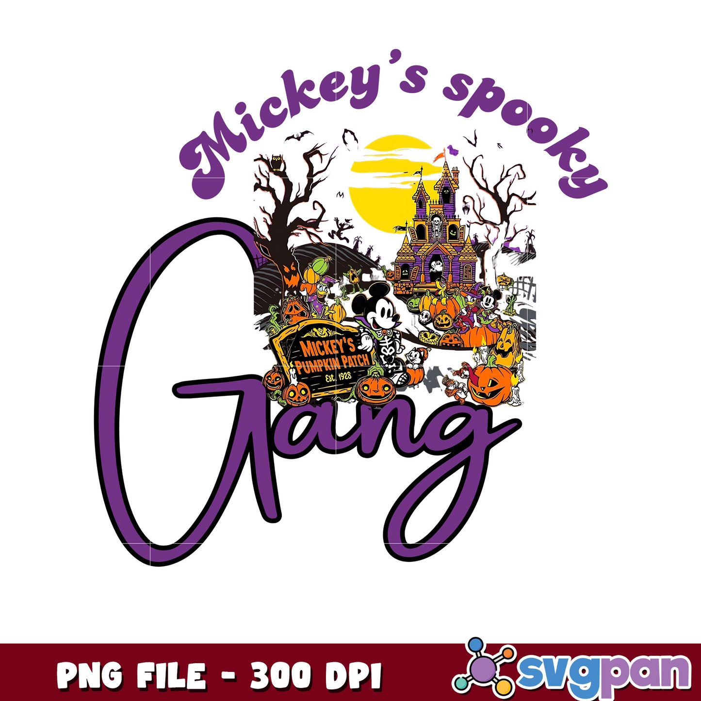 Mickey's spooky gang png, time to halloween png, funny halloween png