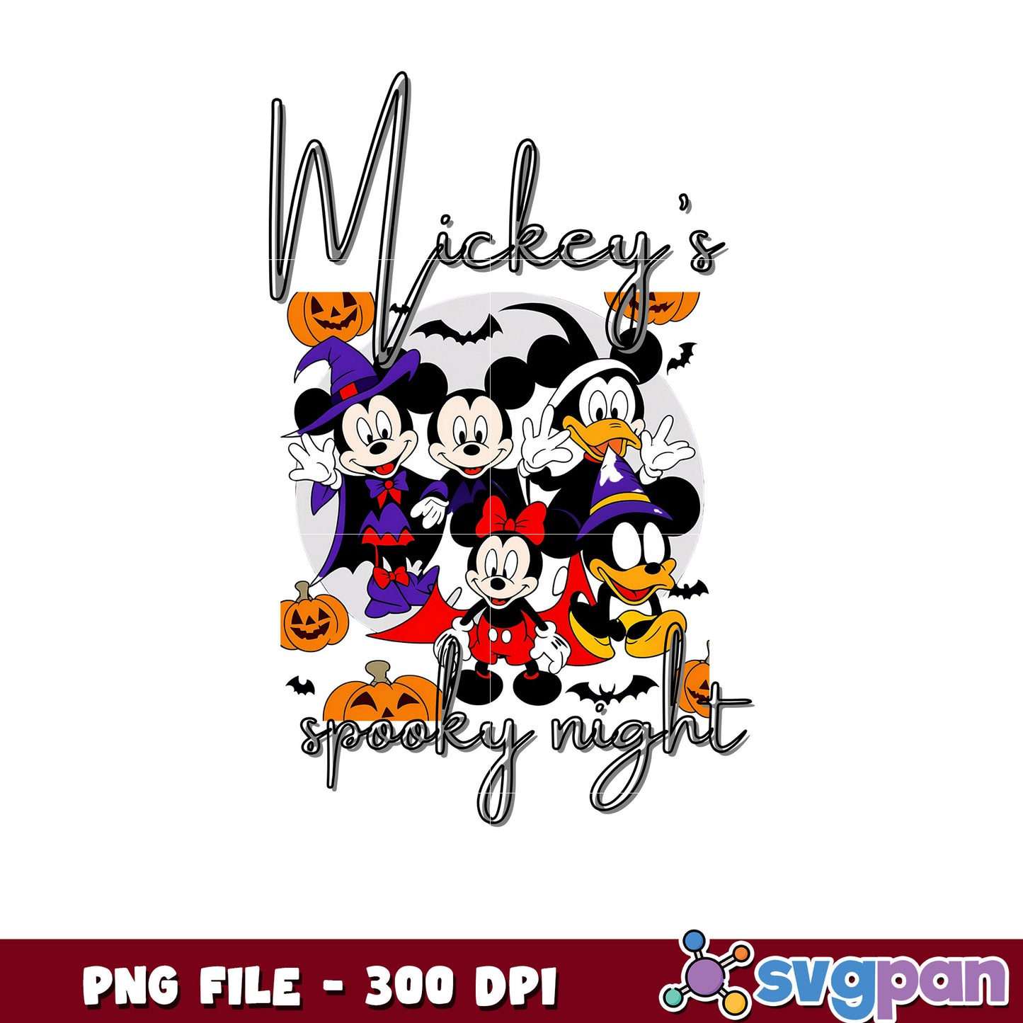 Mickey's spooky night png, time to halloween png, funny halloween png