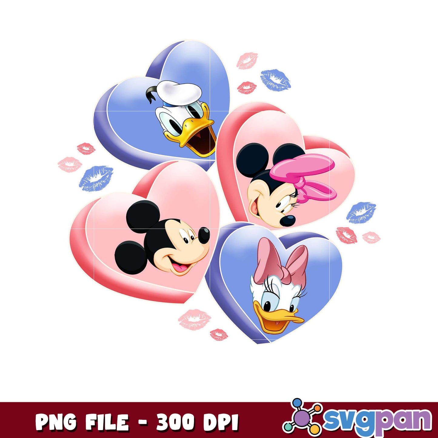 Mickey and Friends Heart Design PNG File, Download 300 DPI