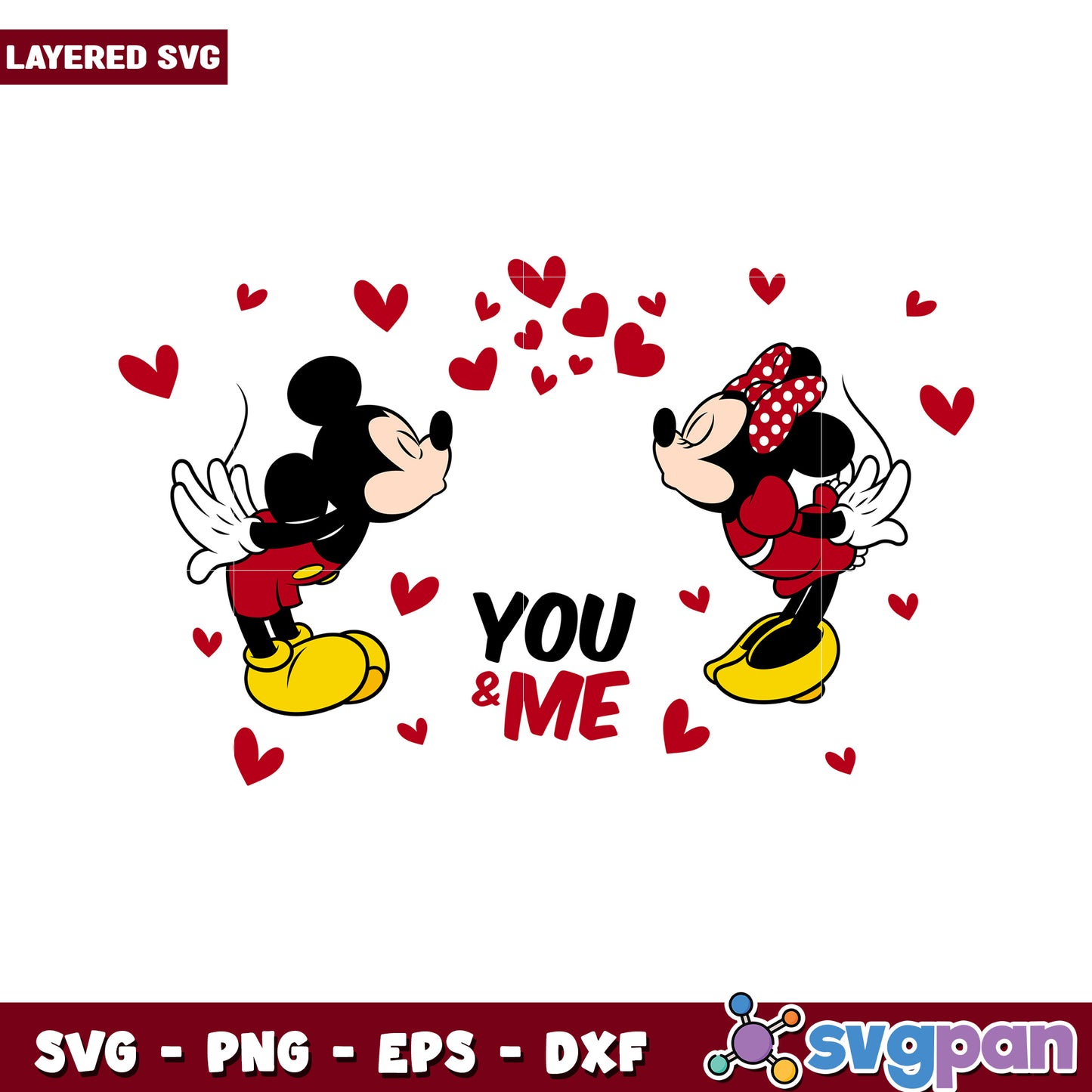 Mickey and Minnie Love SVG Design, Perfect for Valentine Crafts