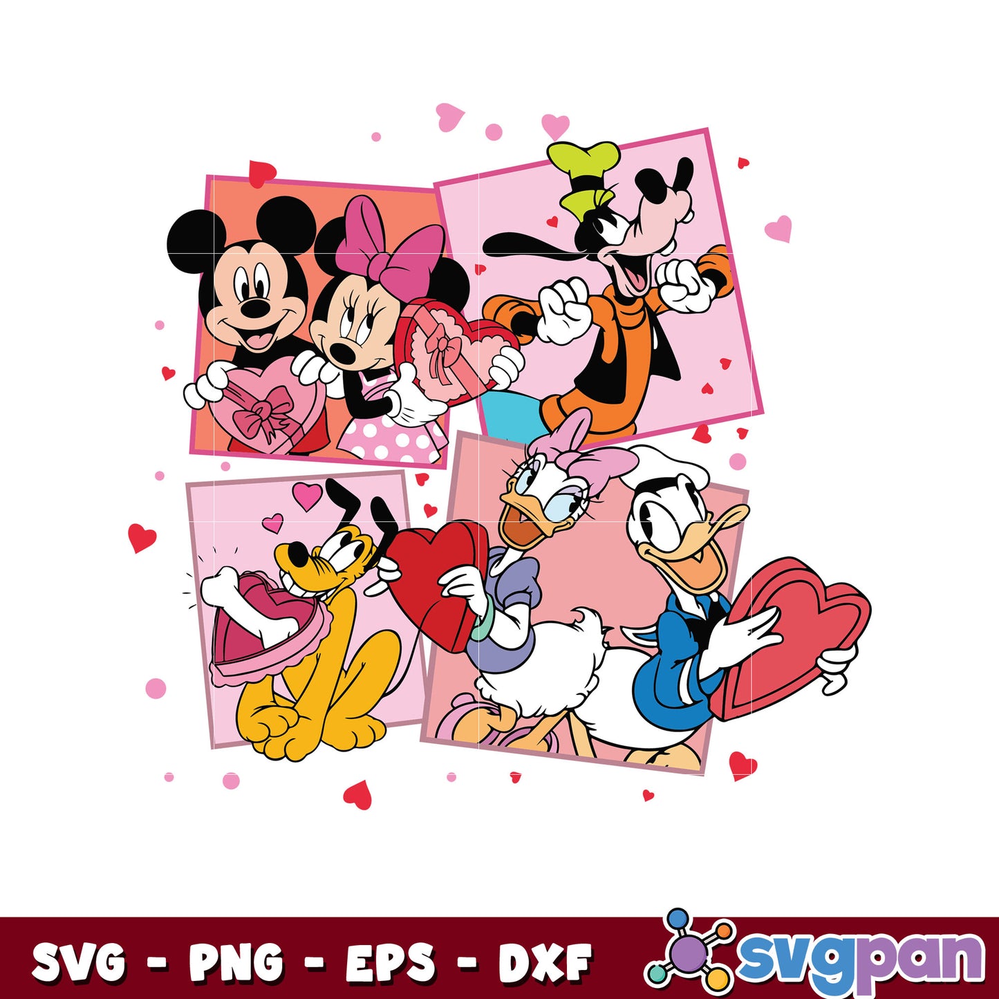 Mickey and friends valentine moment svg, mickey valentines day svg
