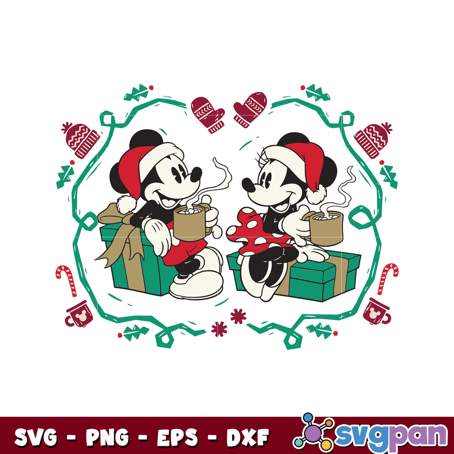 Mickey and minnie coffee christmas svg, christmas mickey minnie svg